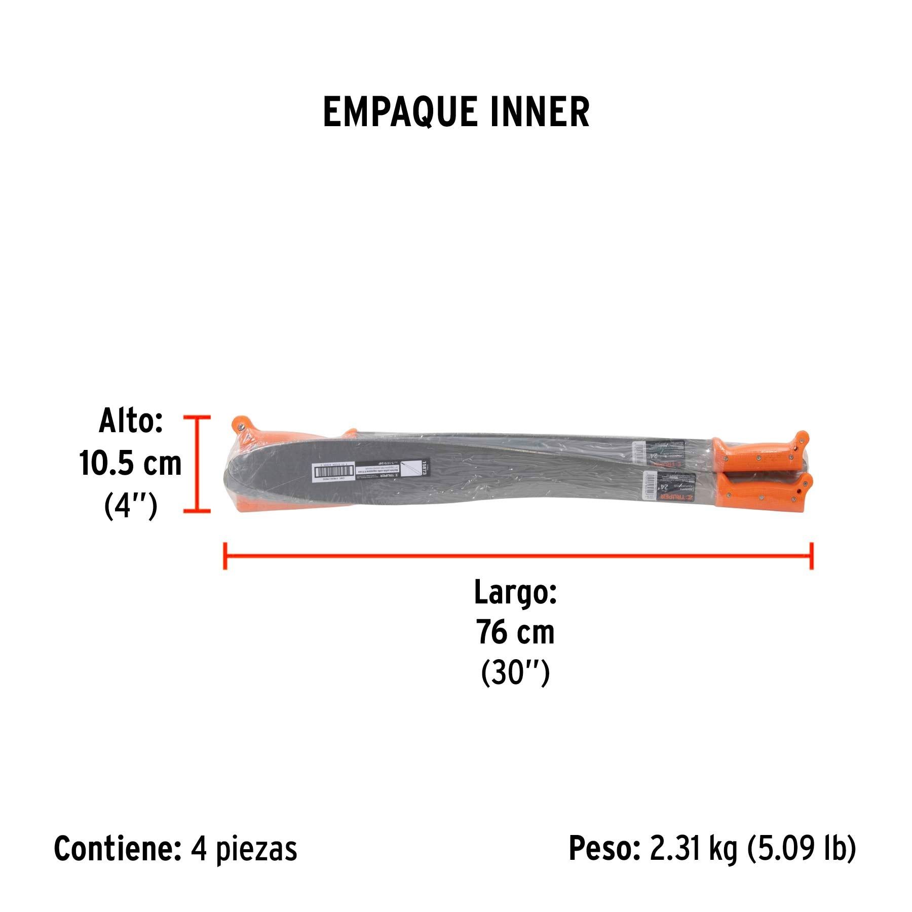 Machete Caguayano 24" cacha naranja remachada