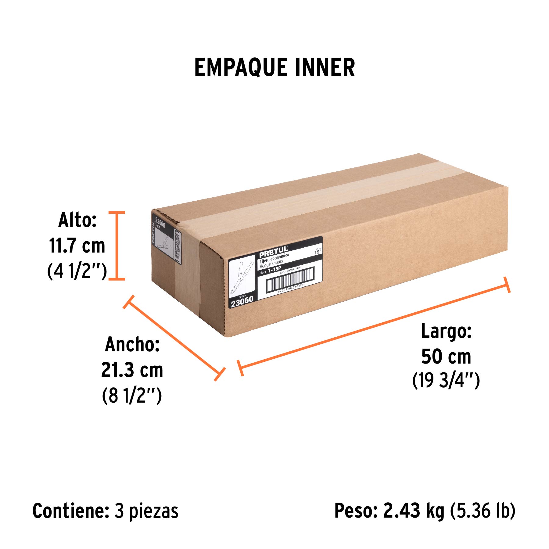 Tijera para poda, a dos manos 19", pretul
