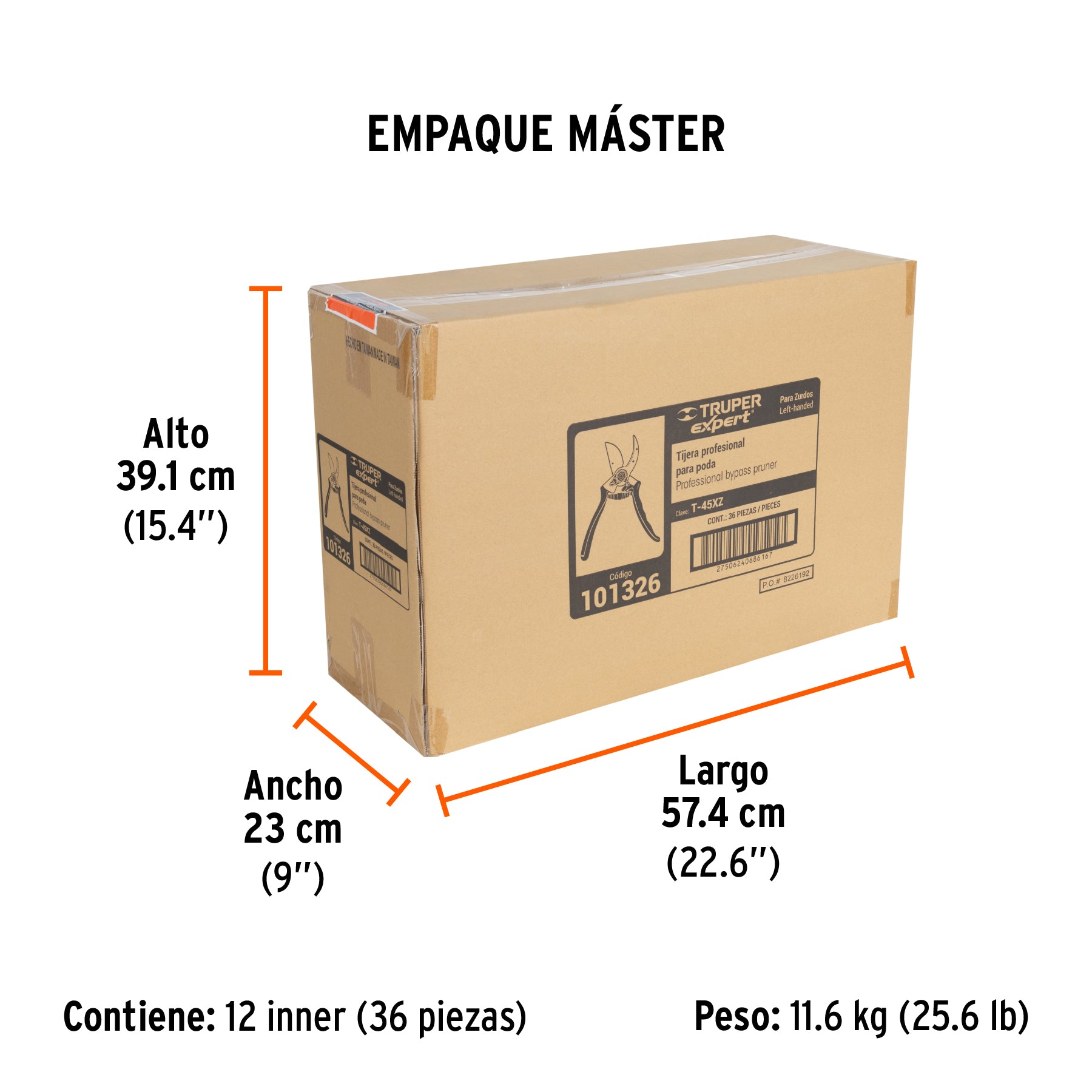 Tijera de aluminio para poda 8' para zurdos, Truper Expert
