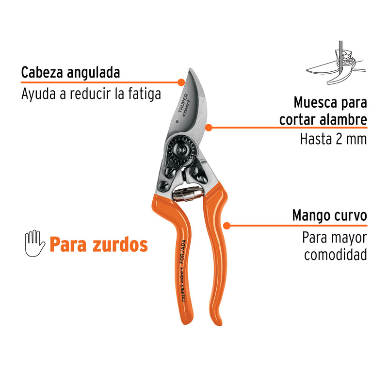 Tijera de aluminio para poda 8' para zurdos, Truper Expert