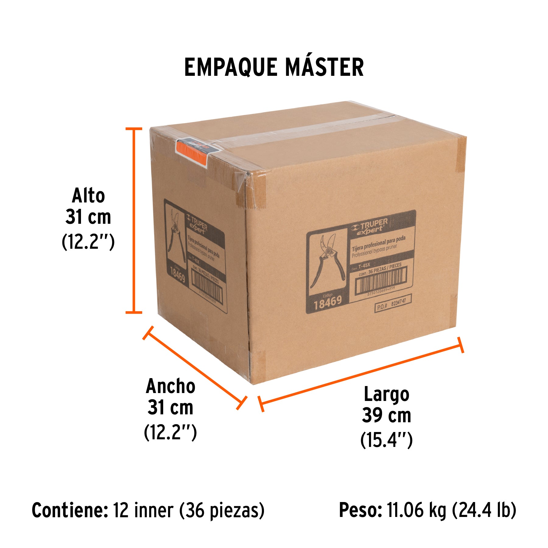 Tijera para poda 8", profesional de aluminio