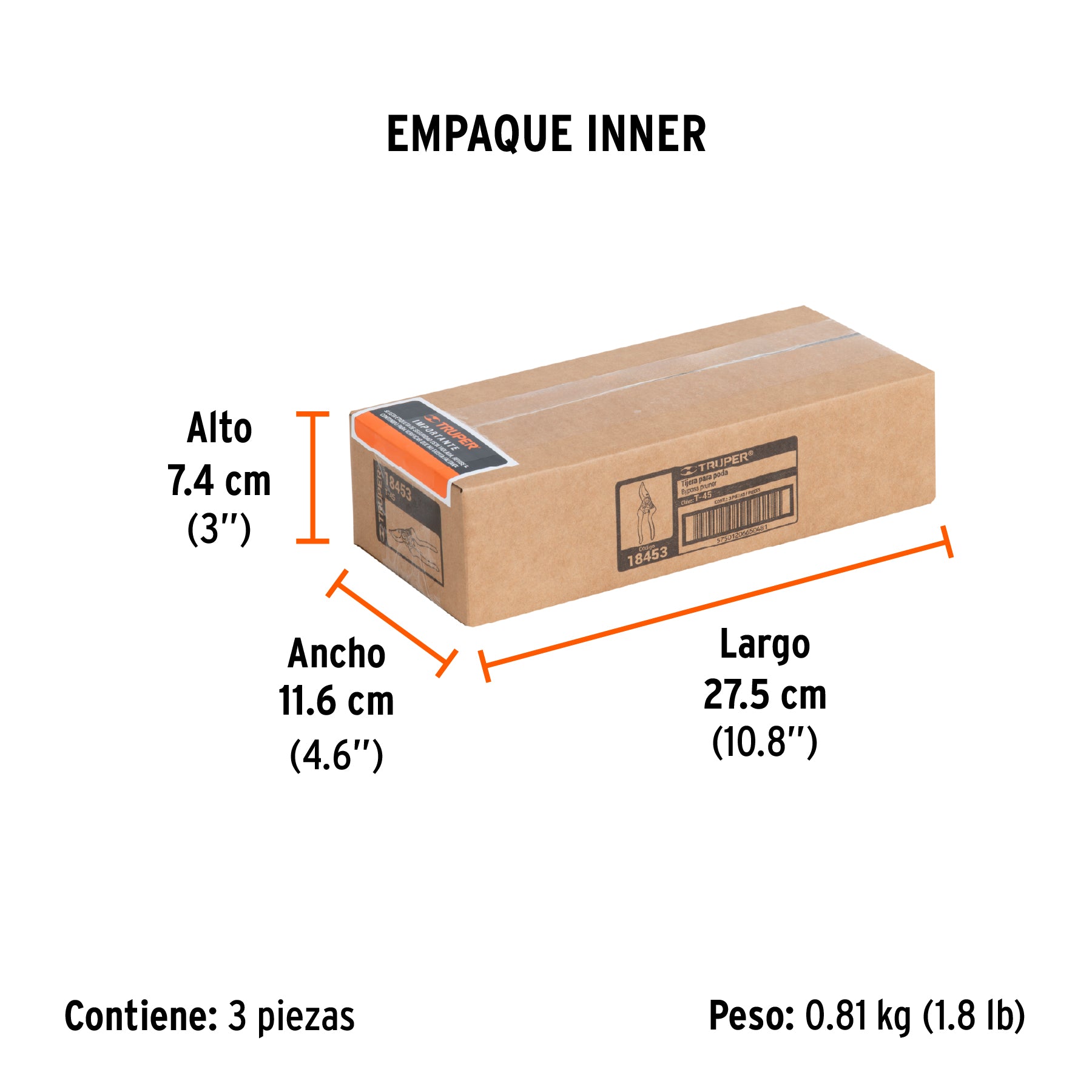 Tijera para poda 8",curva, cuerpo aluminio, cuchilla de paso