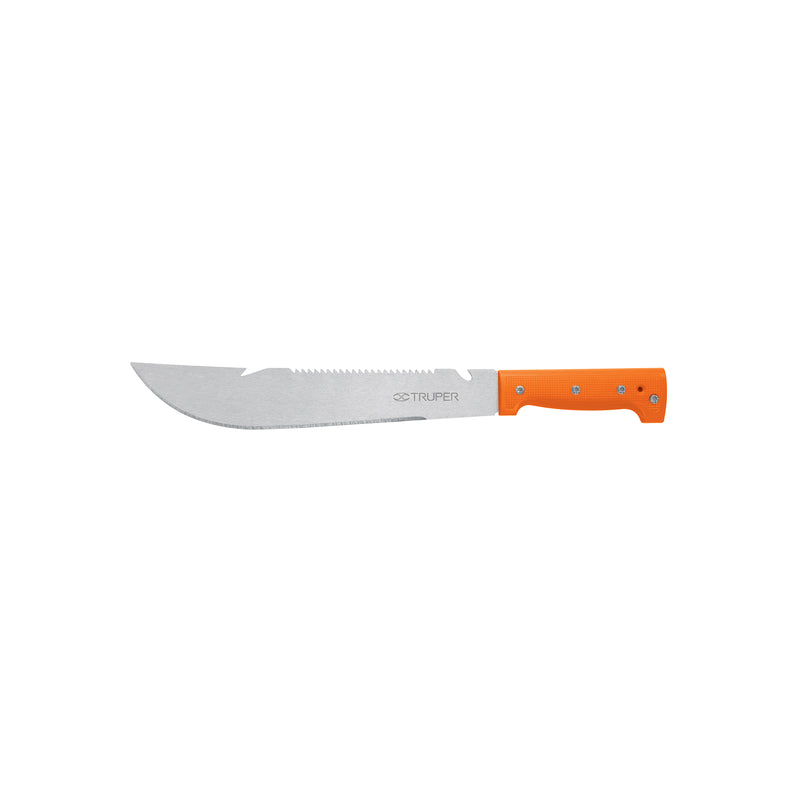 Machete tipo rambo 12" cacha naranja con funda