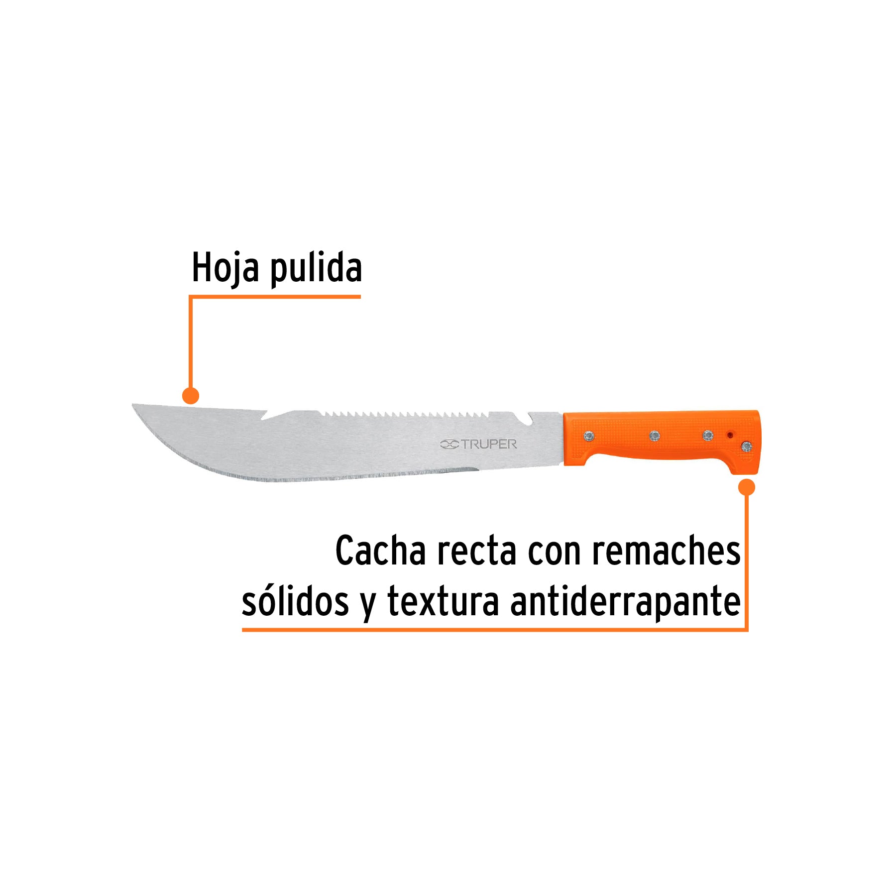 Machete rambo 12', cacha naranja