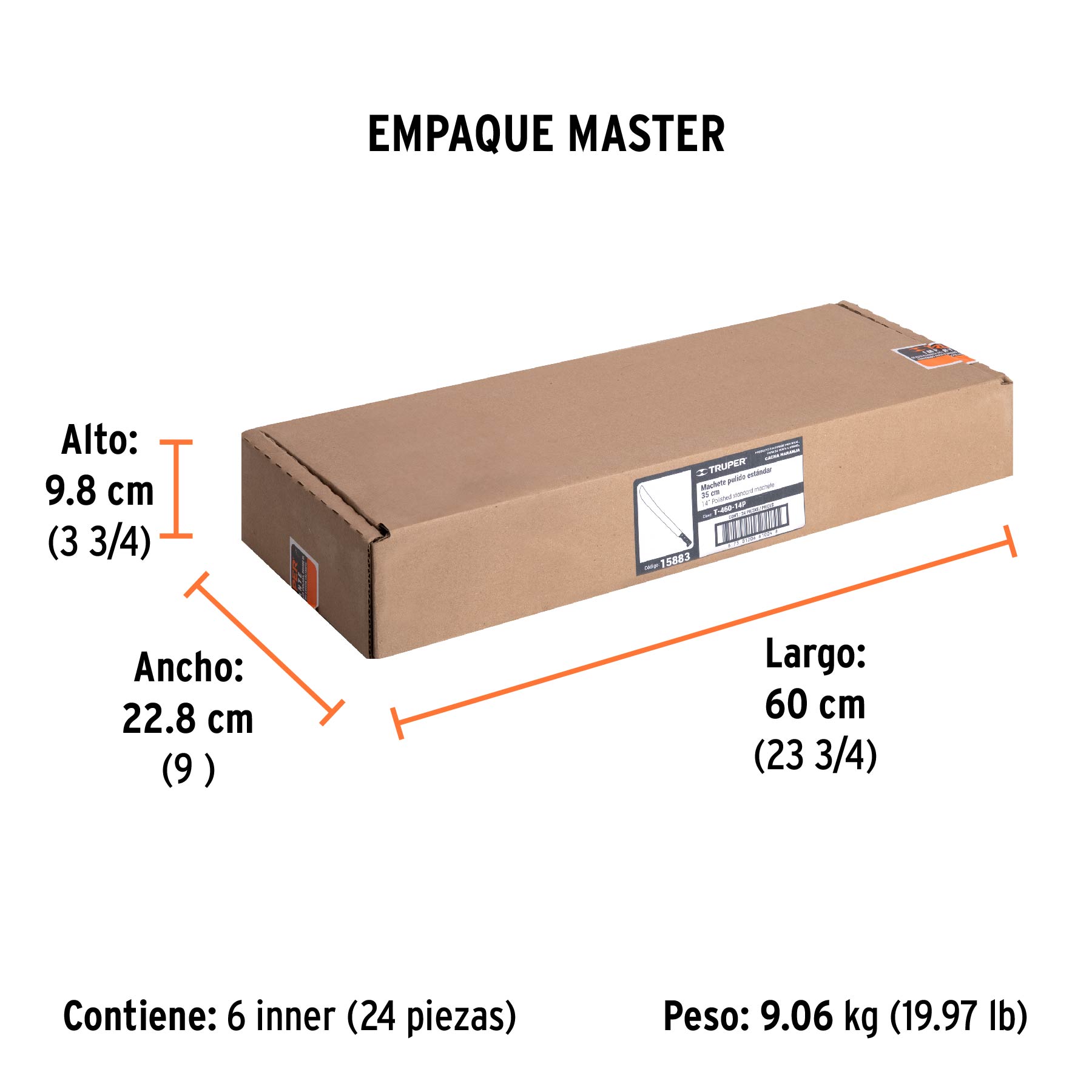Machete estándar 14" cacha naranja