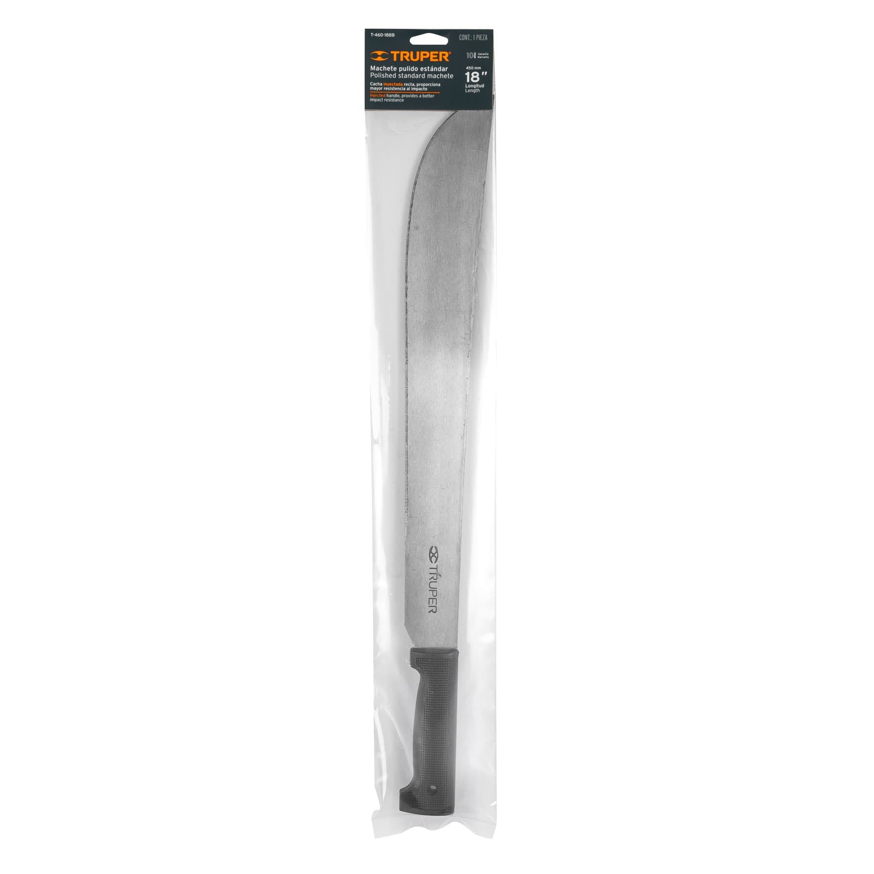 Machete Pulido Estandar 18", cacha negra, en bolsa