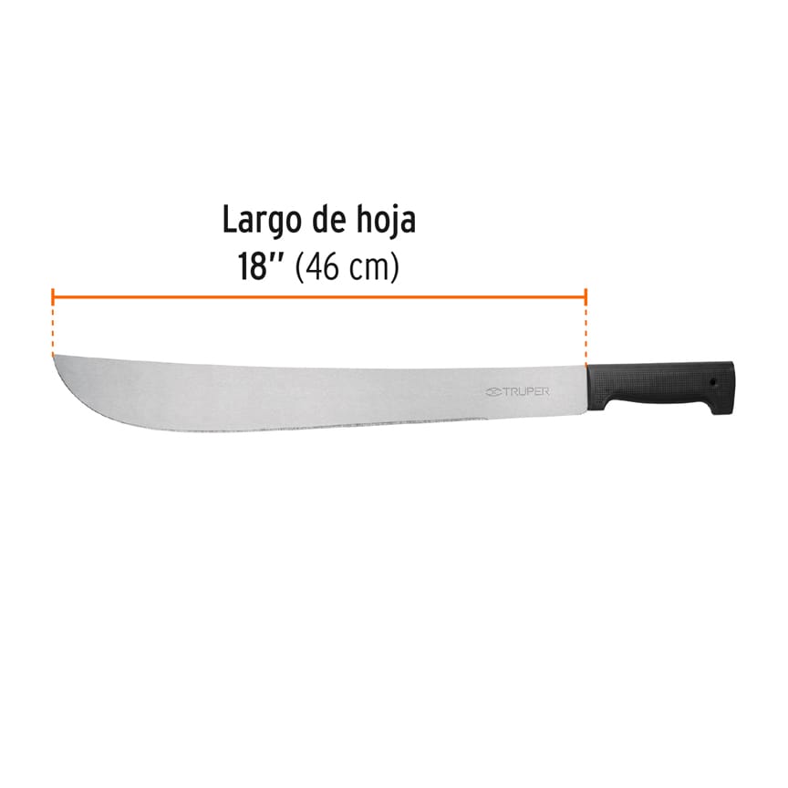 Machete Pulido Estandar 18", cacha negra, en bolsa