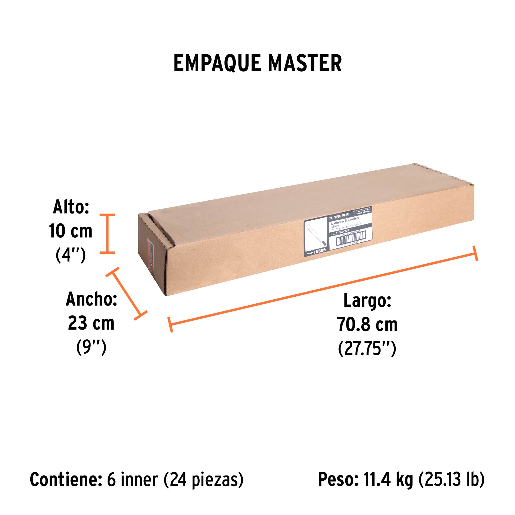 Machete estándar 20" cacha naranja
