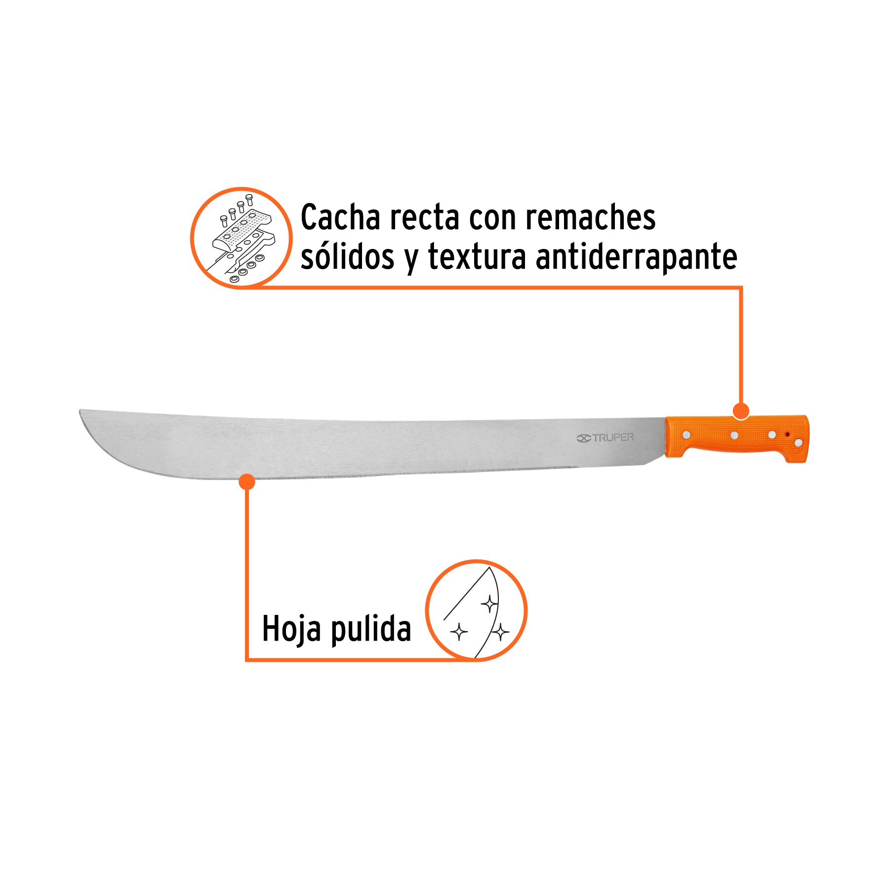 Machete estándar 22" cacha naranja