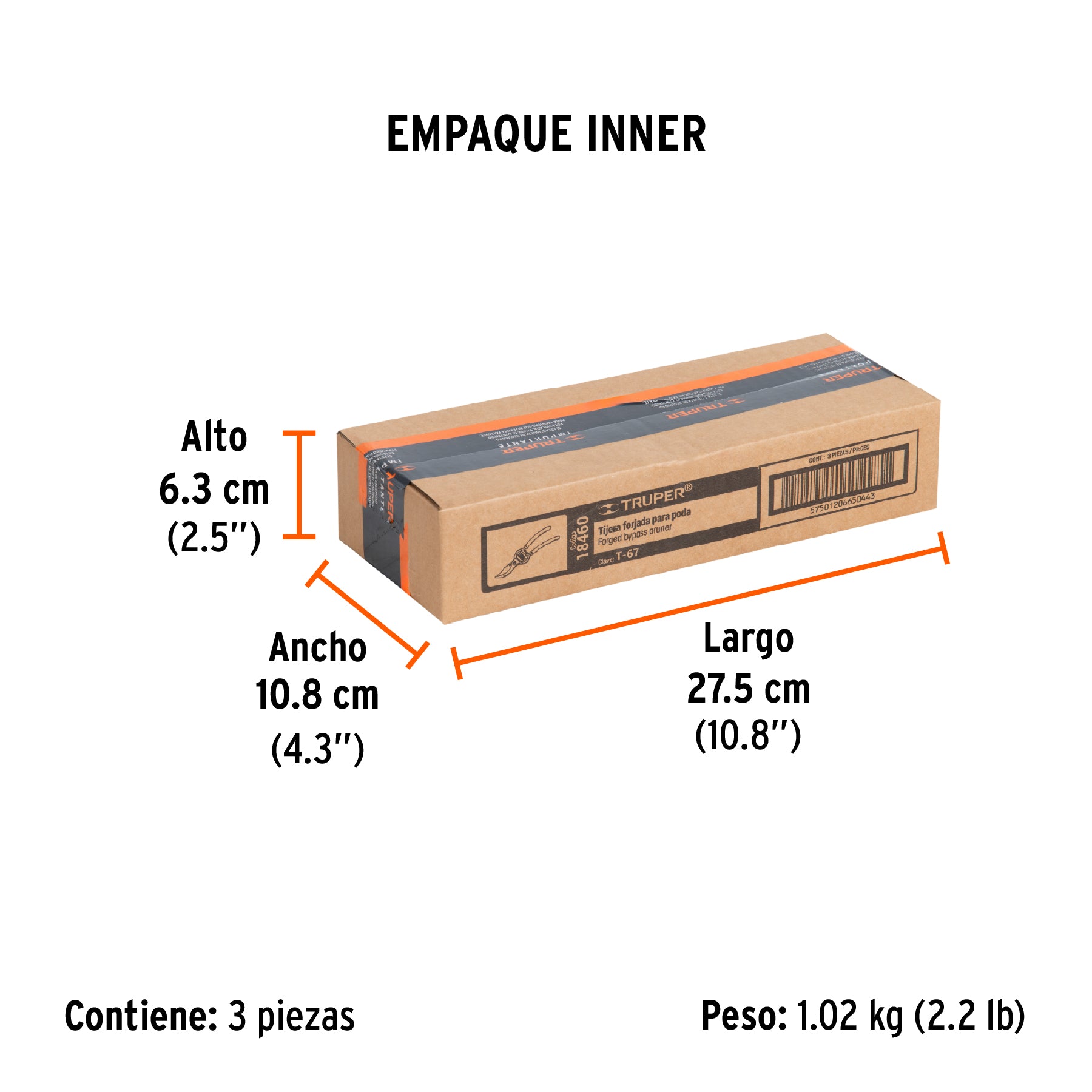 Tijera para poda 8", cuchilla de paso, forjada