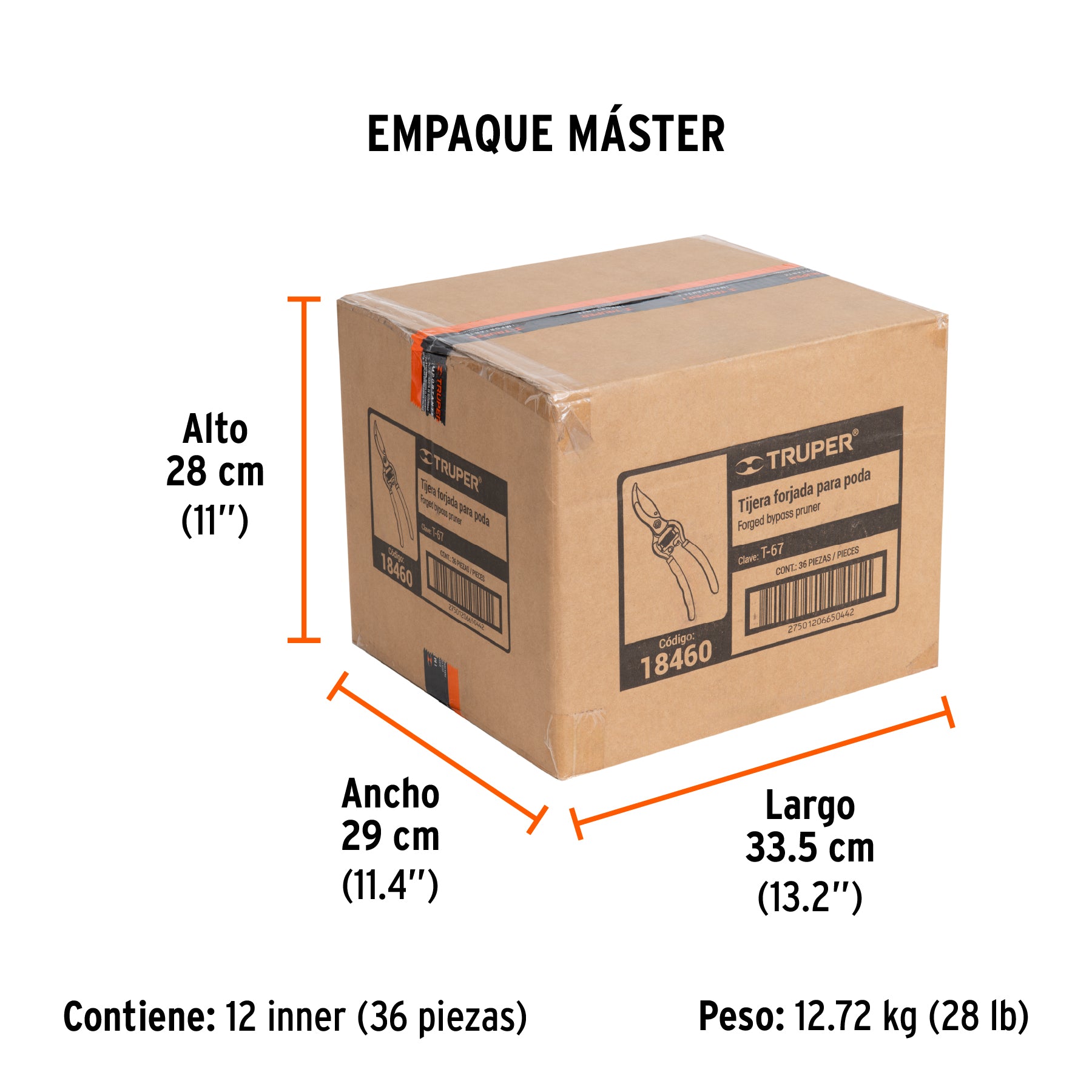Tijera para poda 8", cuchilla de paso, forjada