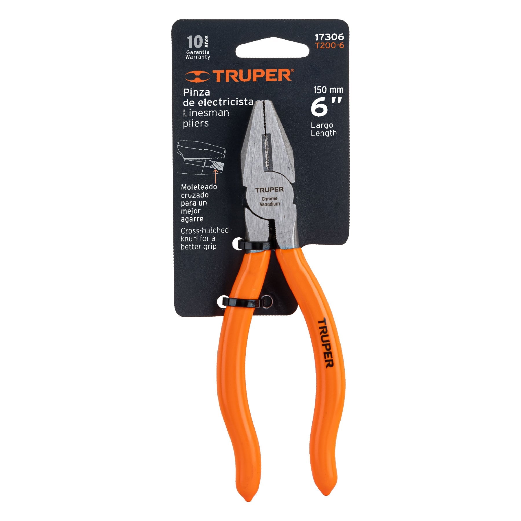 Pinza para electricista 6", mango de vinil