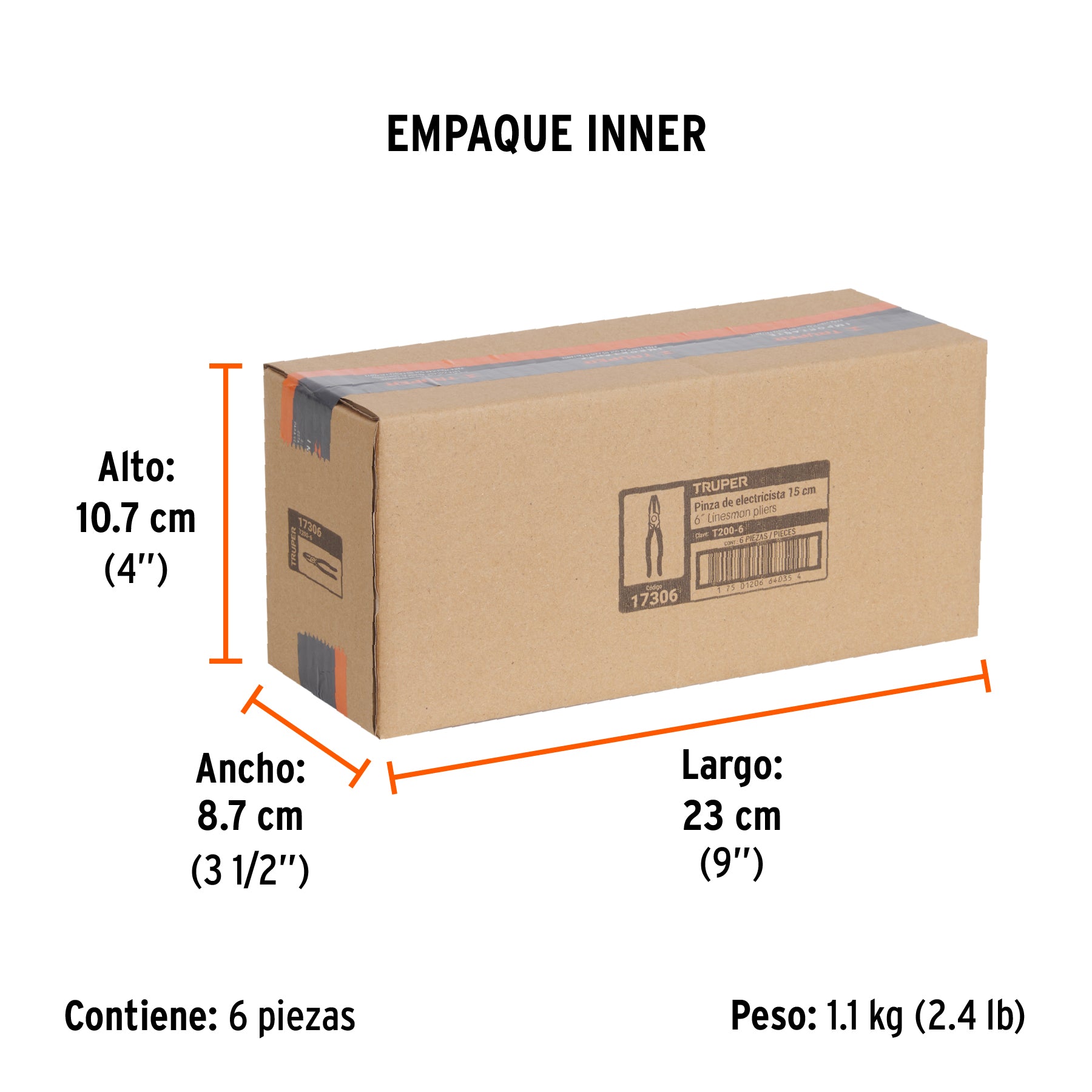 Pinza para electricista 6", mango de vinil