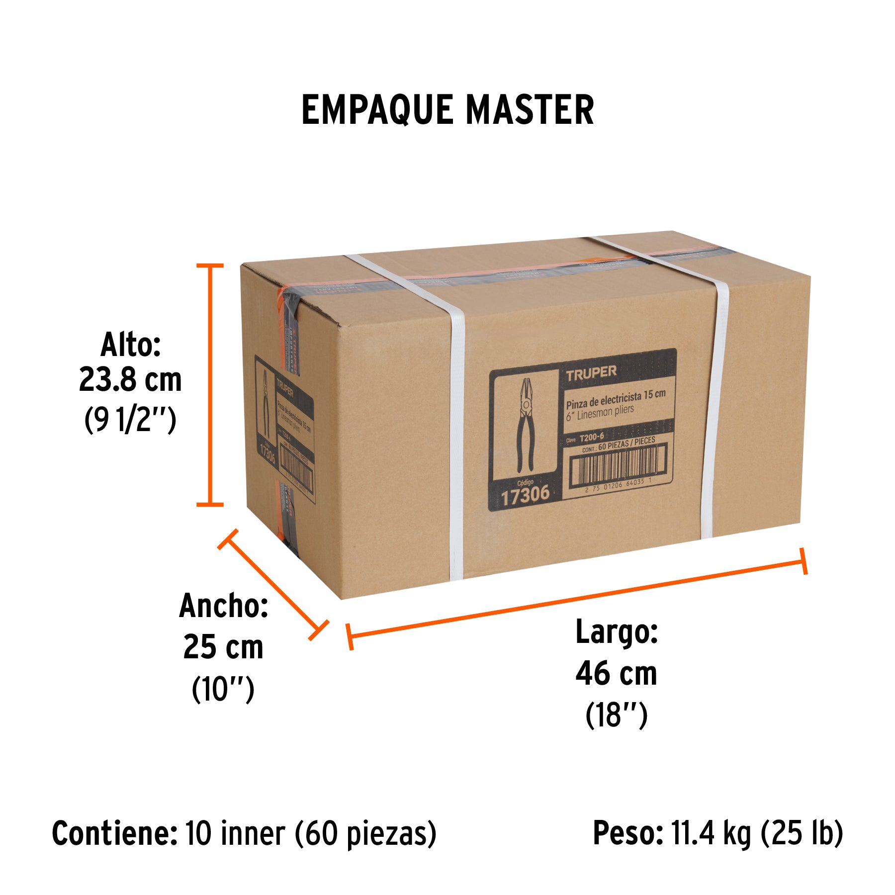 Pinza para electricista 6", mango de vinil