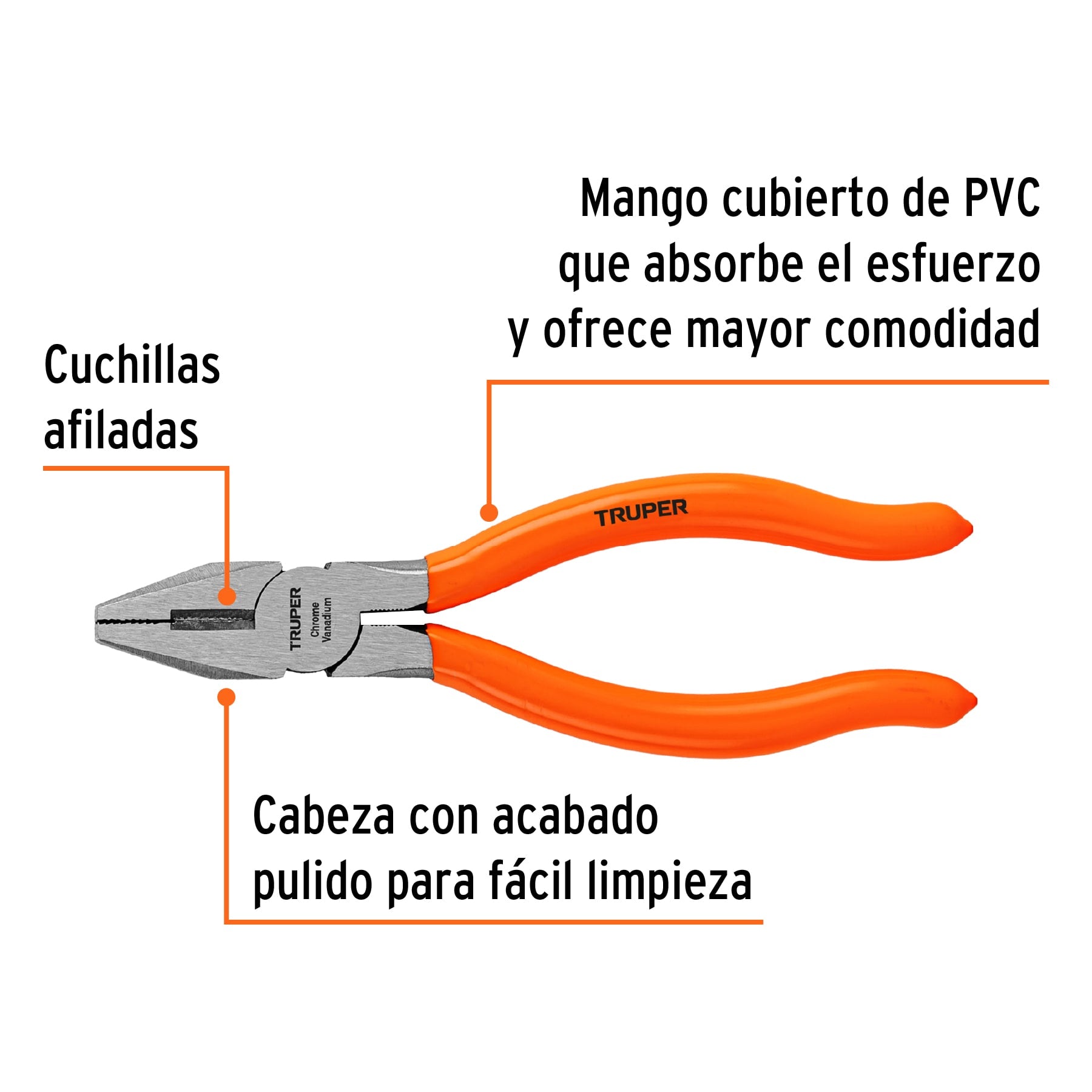 Pinza para electricista 6", mango de vinil