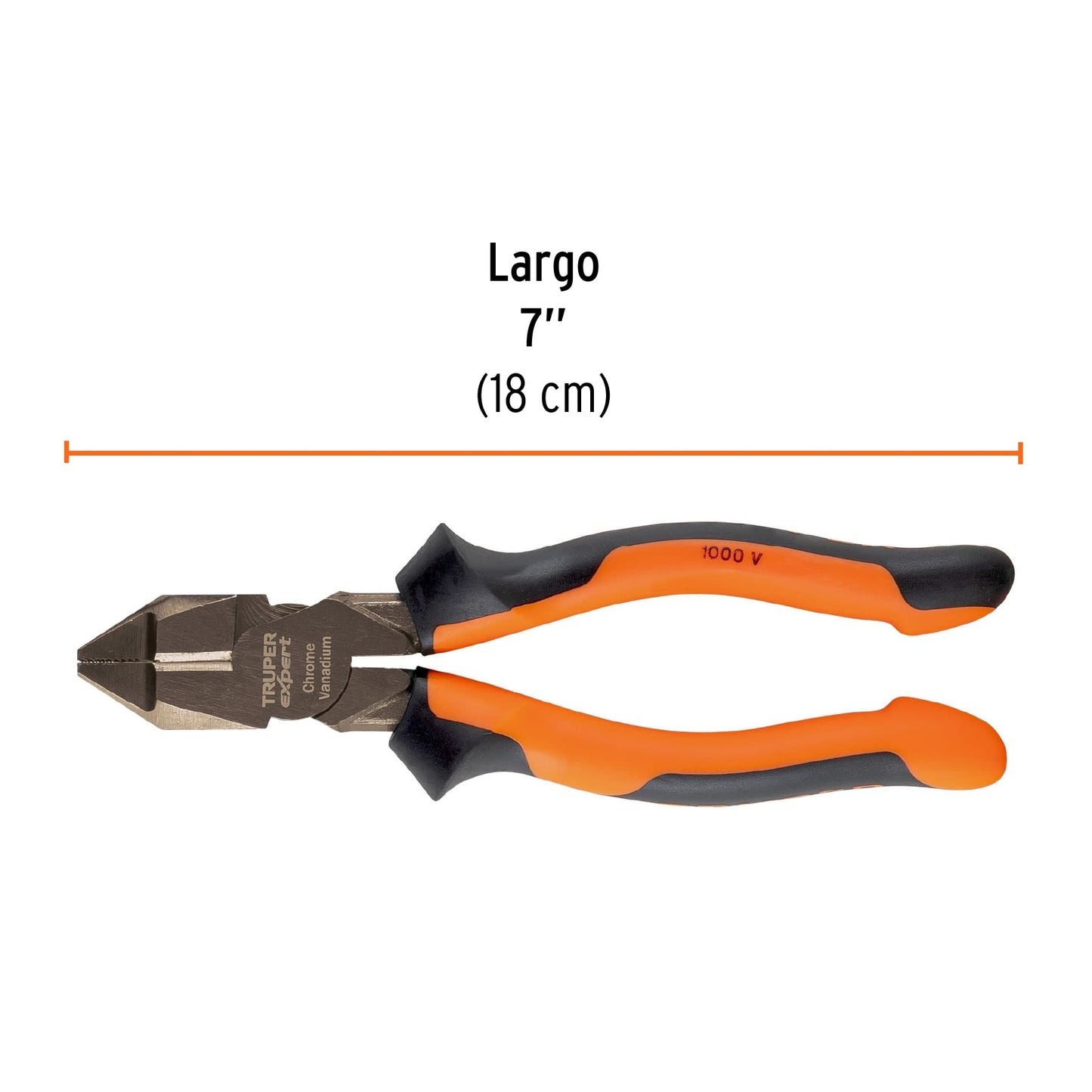Pinza de electricista profesional, 7", mango comfort grip