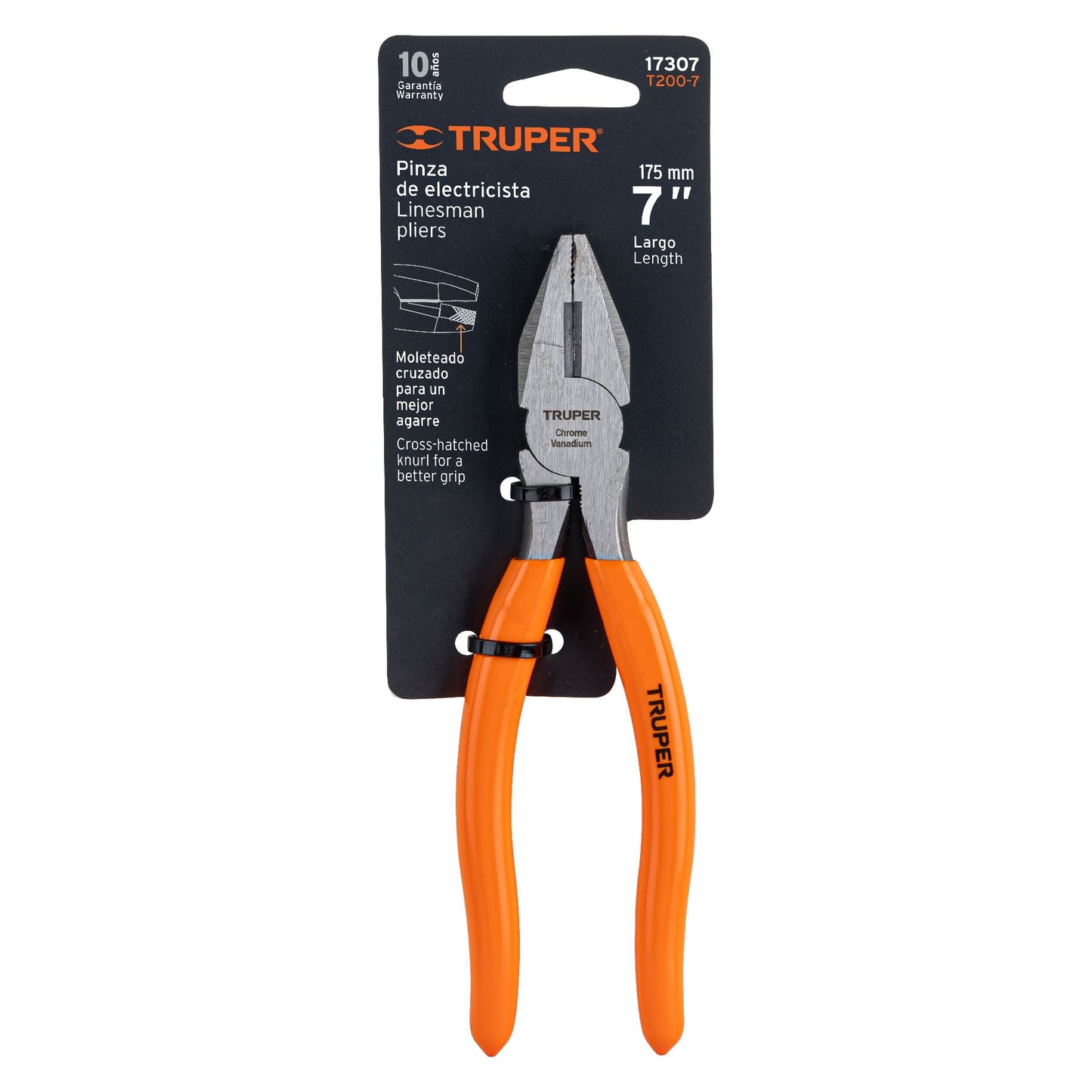 Pinza para electricista 7", mango de vinil