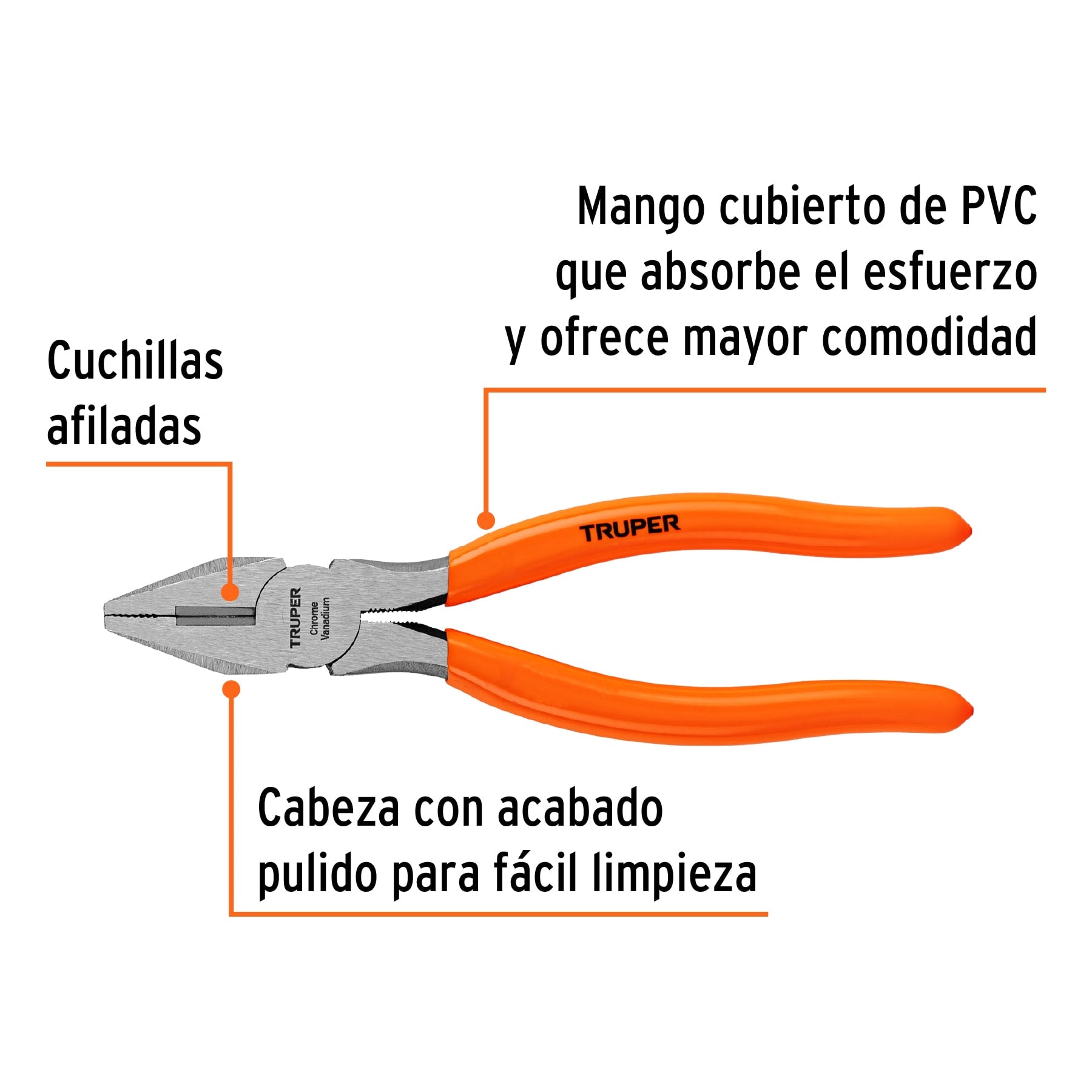 Pinza para electricista 7", mango de vinil