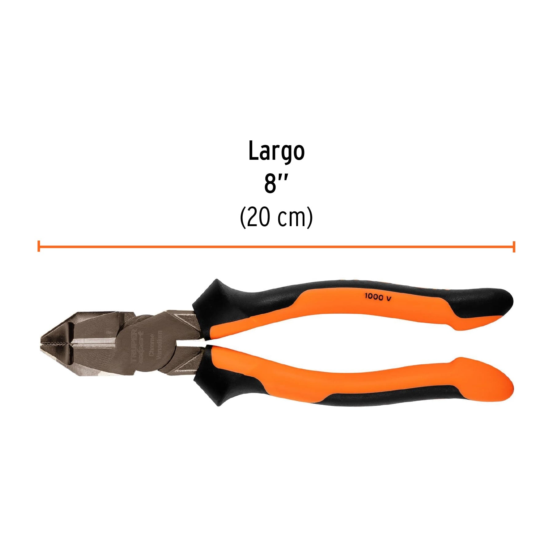 Pinza de electricista profesional, 8", mango comfort grip