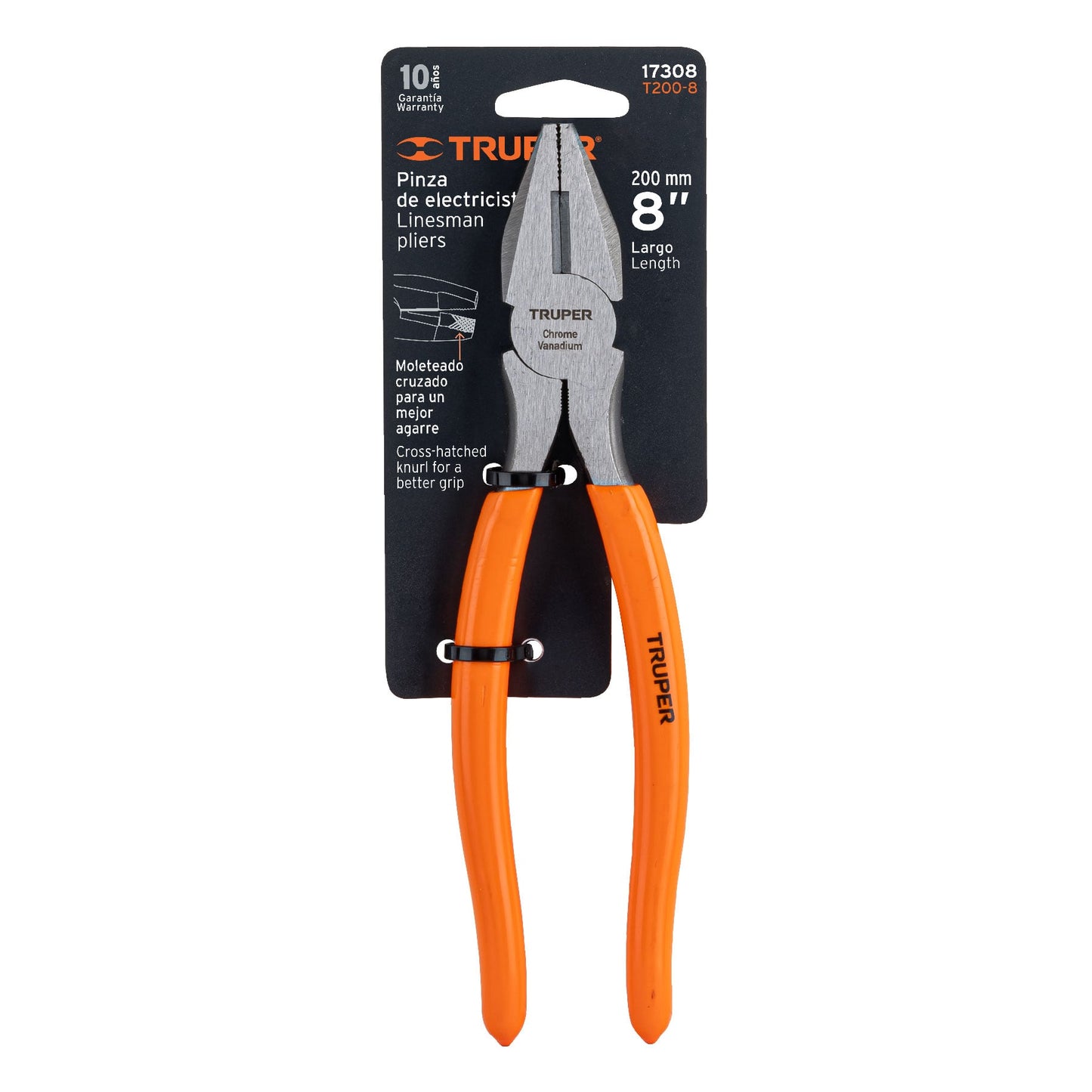 Pinza para electricista 8", mango de vinil