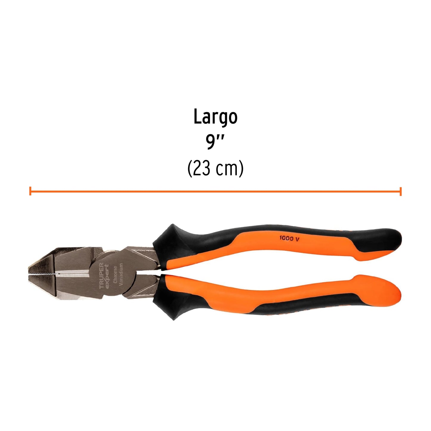 Pinza de electricista profesional, 9", mango comfort grip