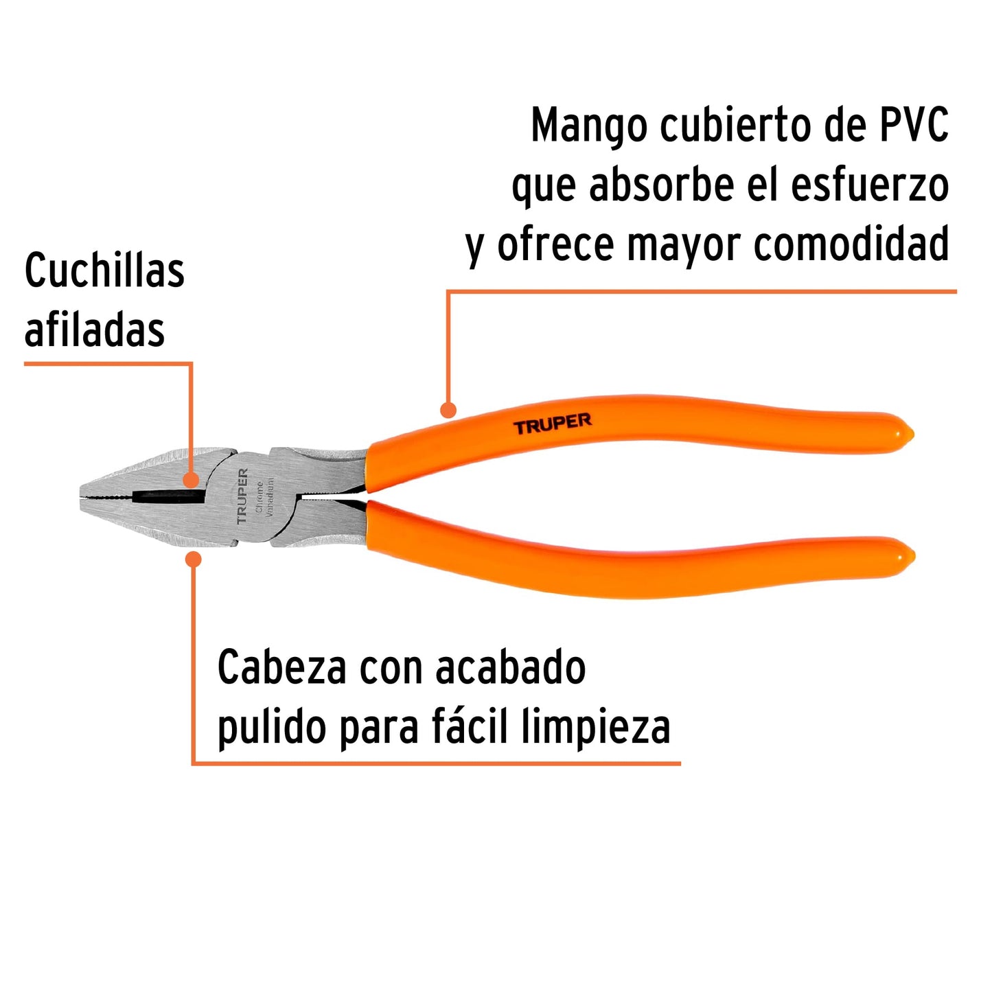 Pinza para electricista 9", mango vinil