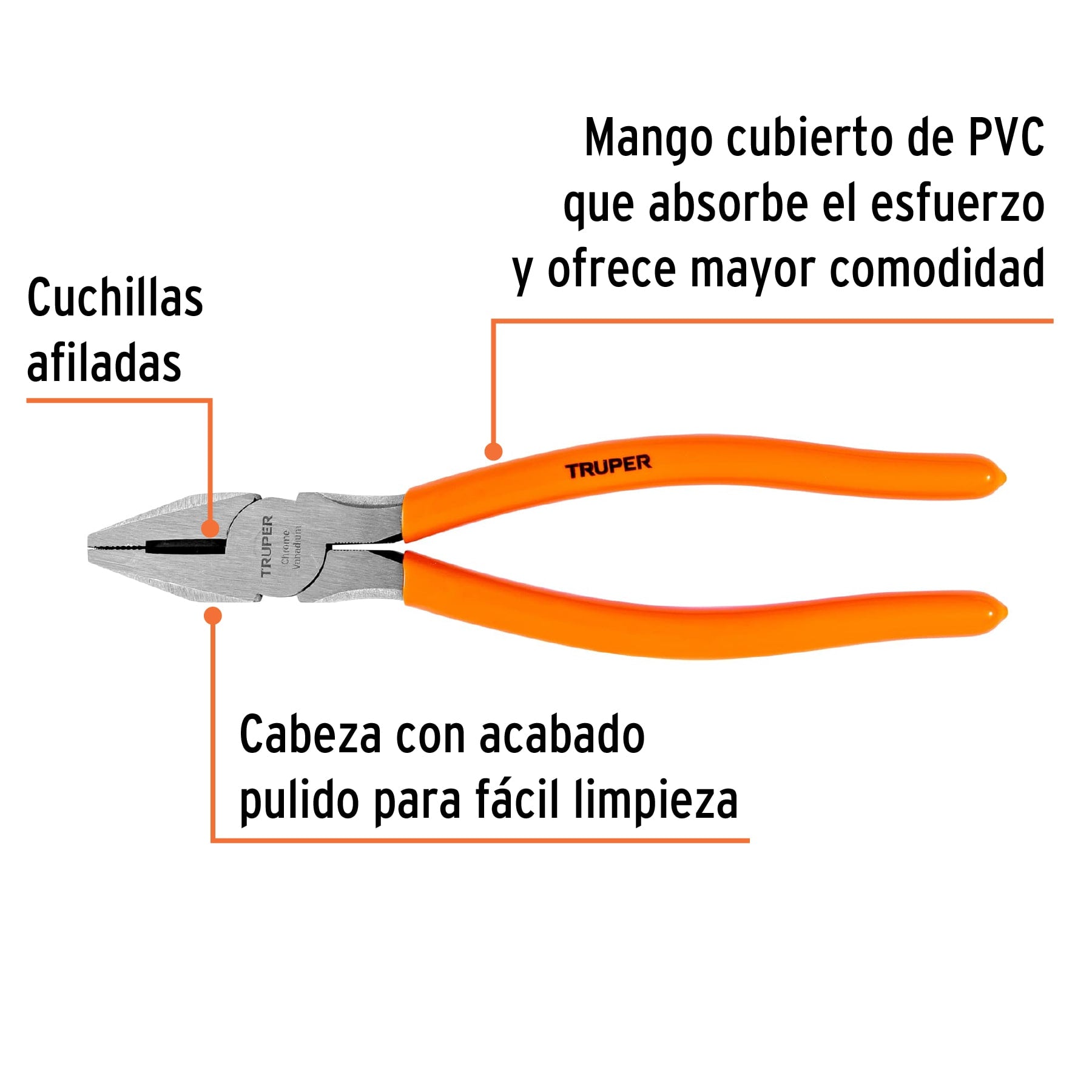 Pinza para electricista 9", mango vinil
