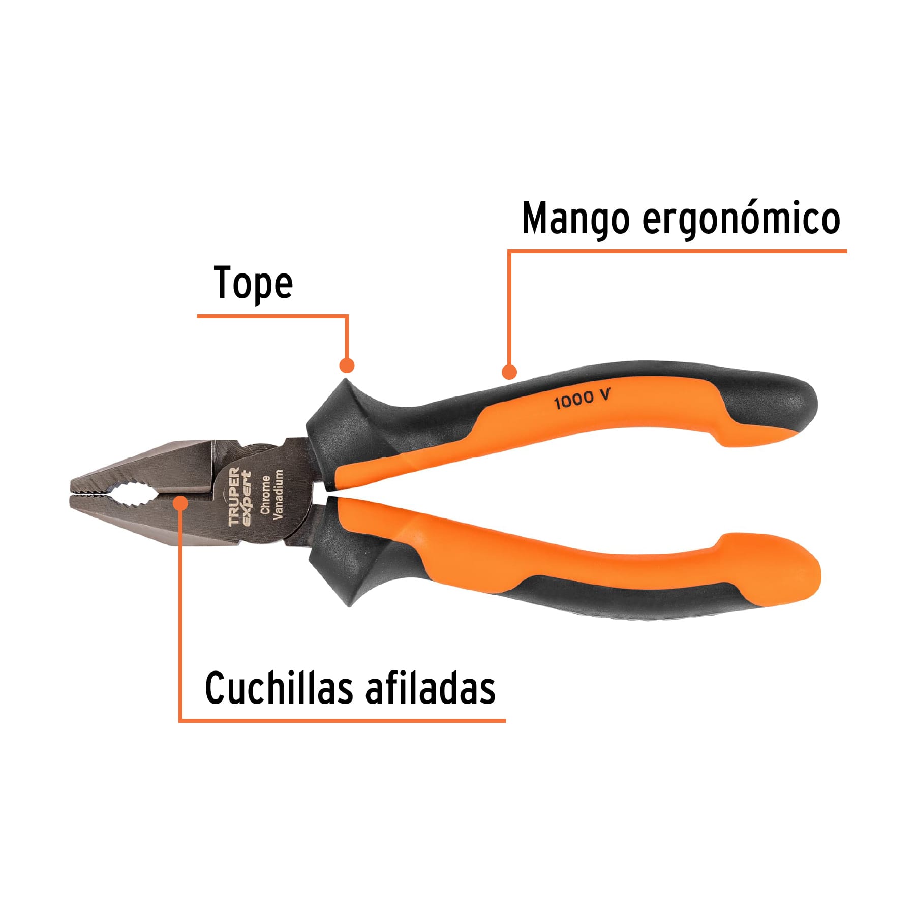 Pinza de electricista 6", mango comfort grip