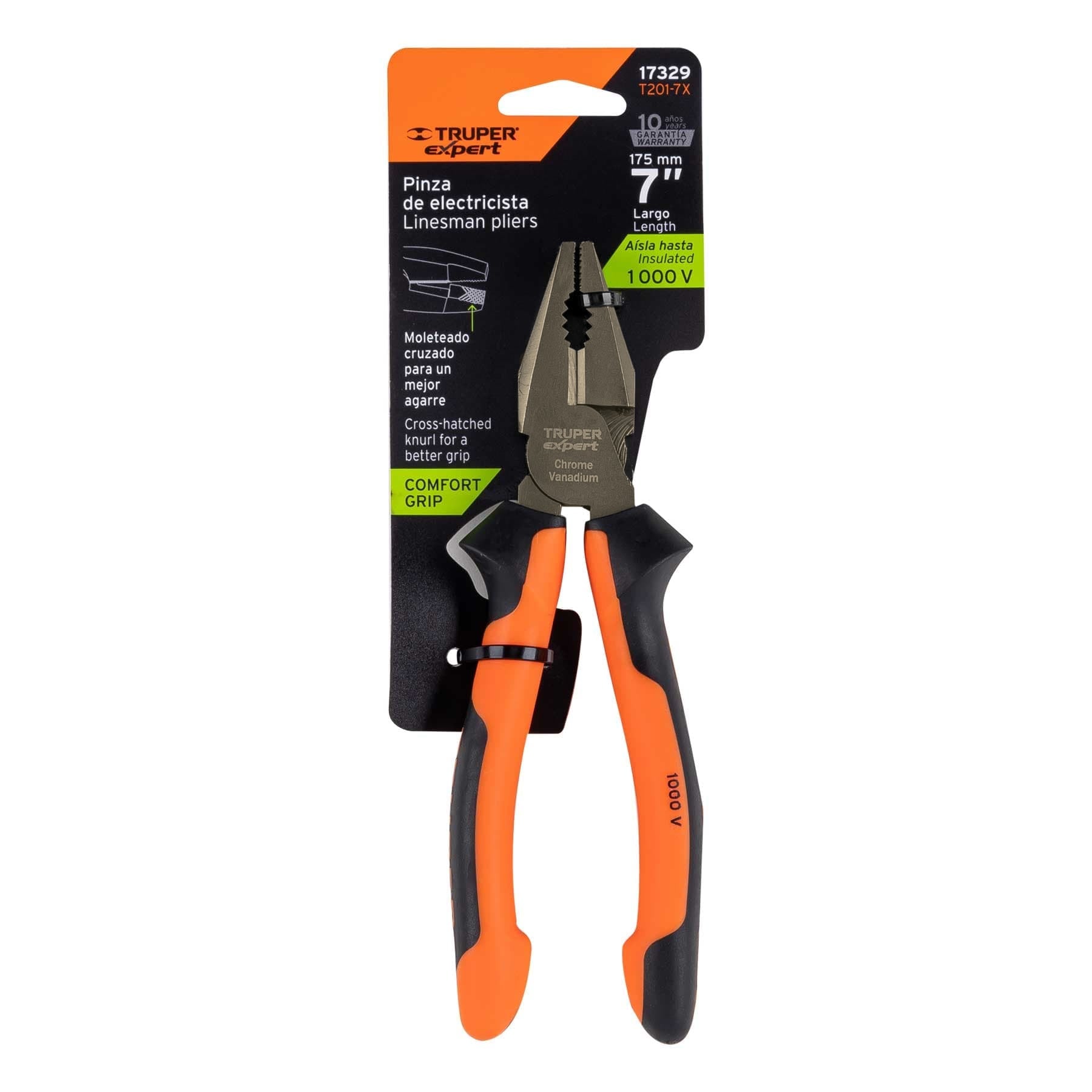 Pinza de electricista 7", mango comfort grip