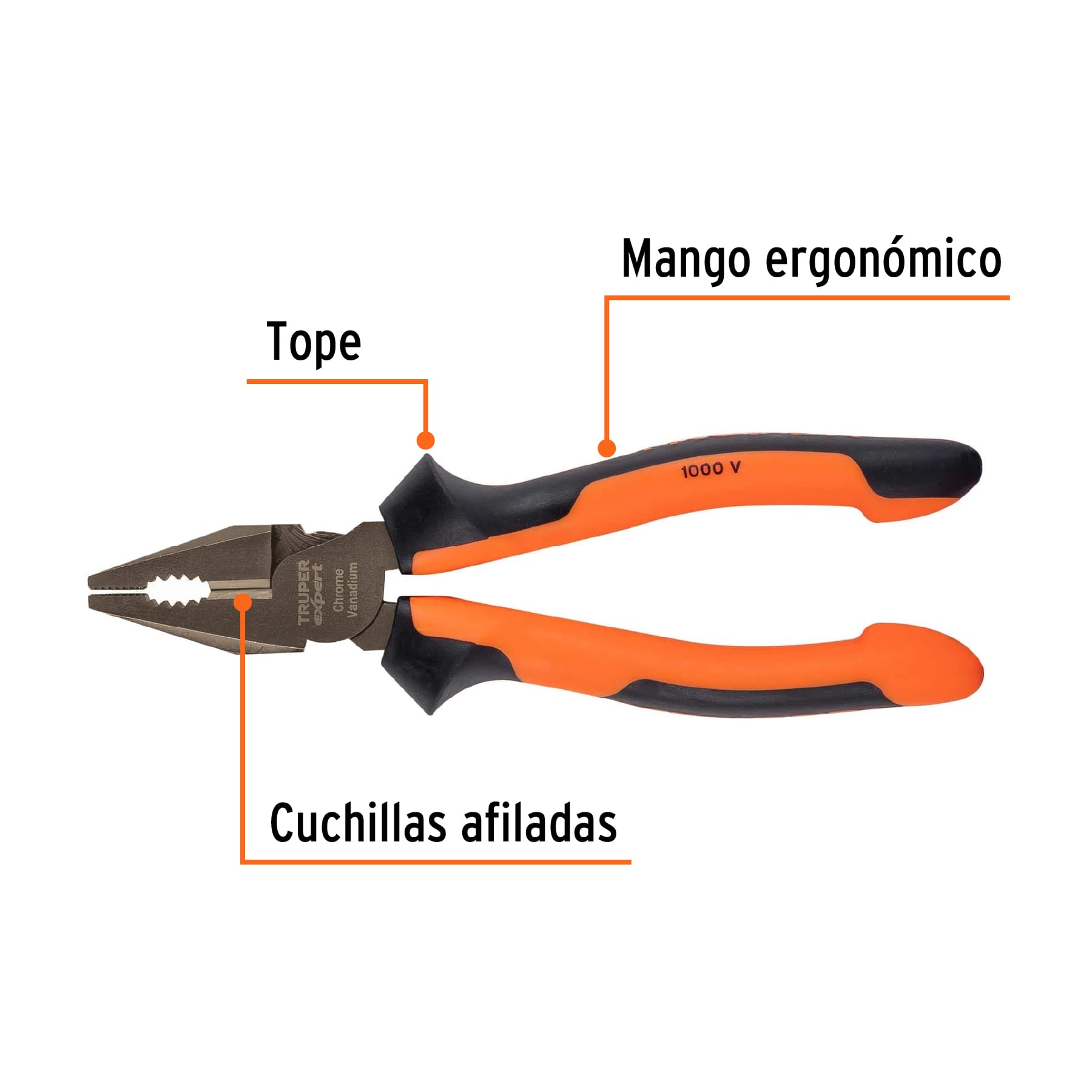 Pinza de electricista 7", mango comfort grip