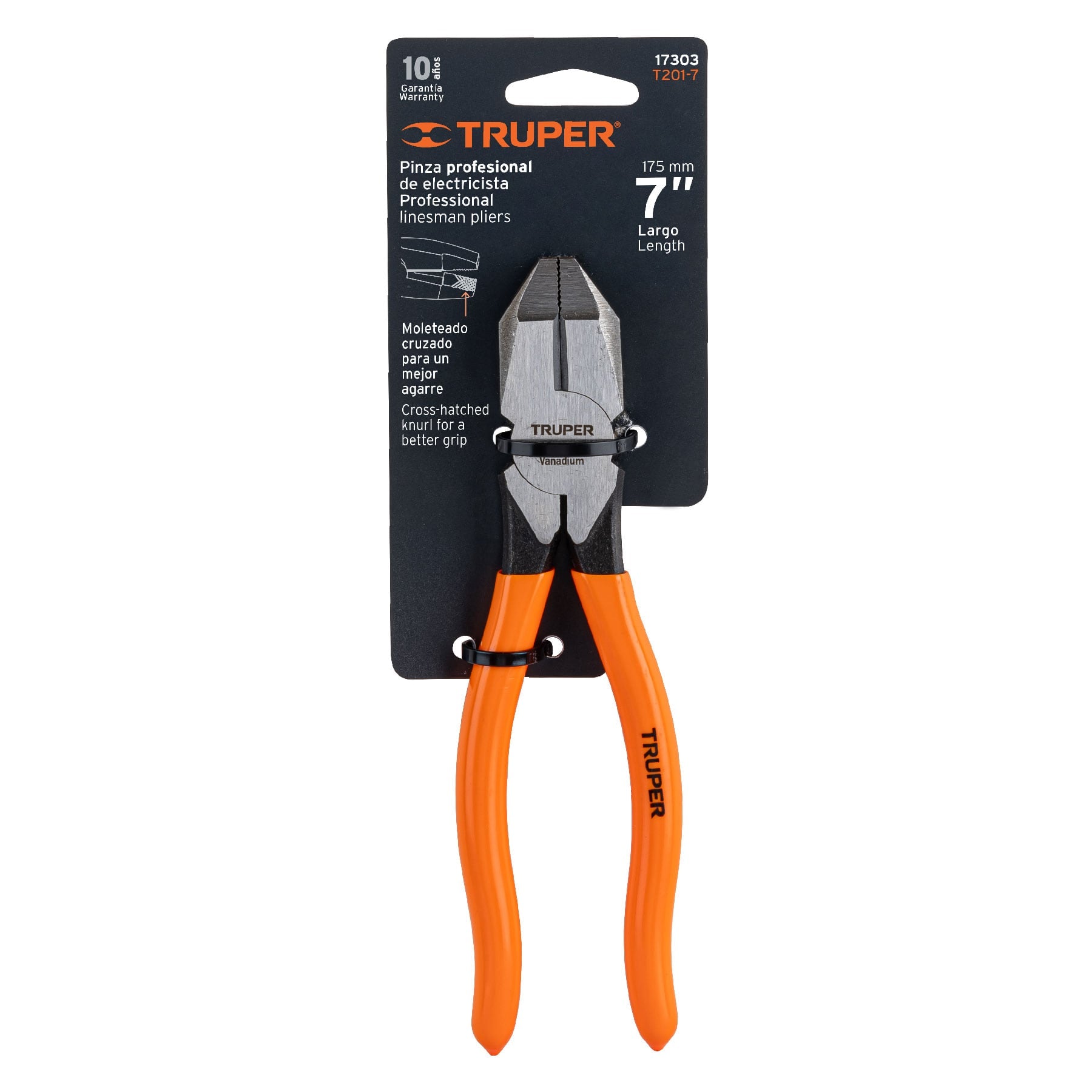 Pinza profesional para electricista 7", mango de vinil