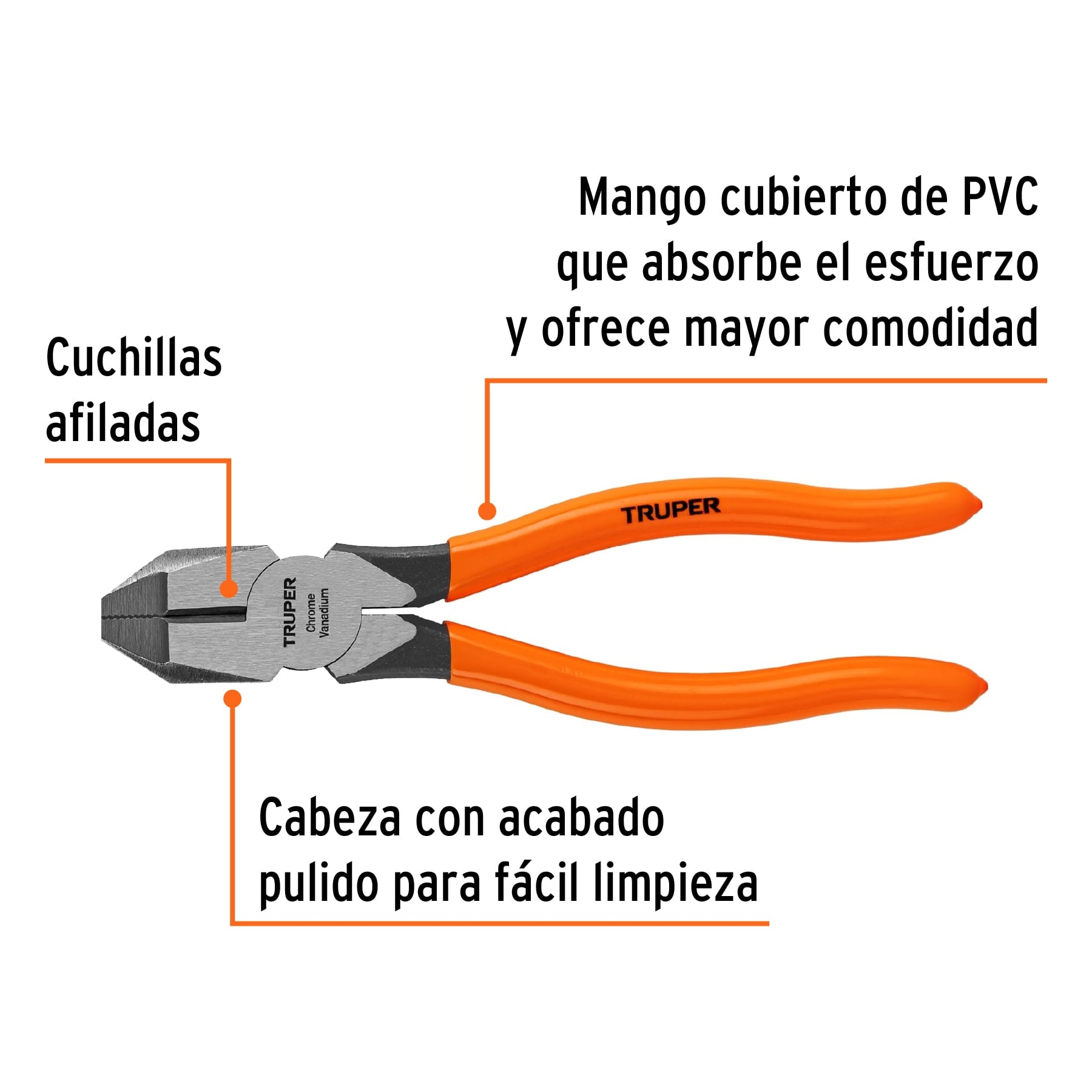 Pinza profesional para electricista 7", mango de vinil