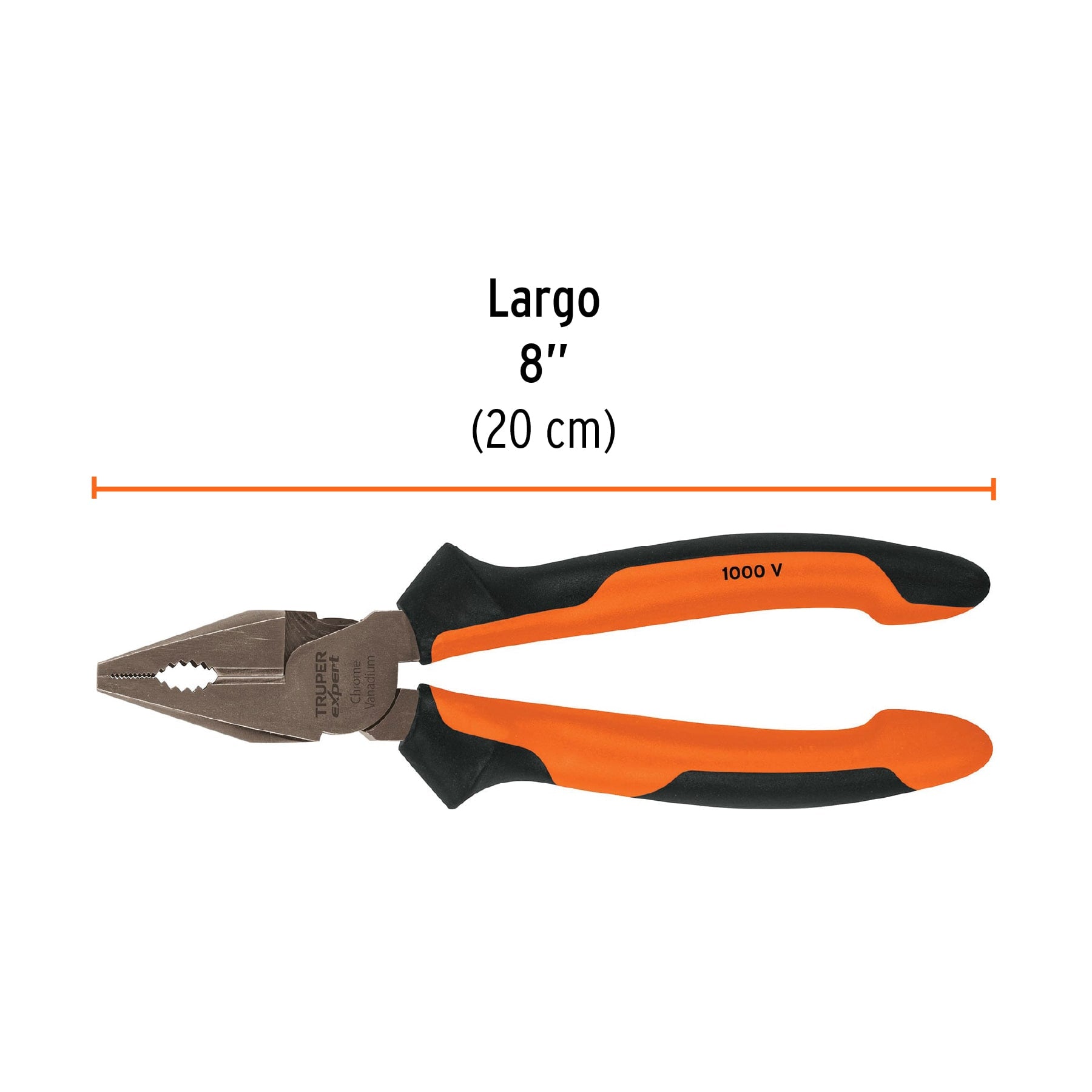 Pinza de electricista 8", mango comfort grip