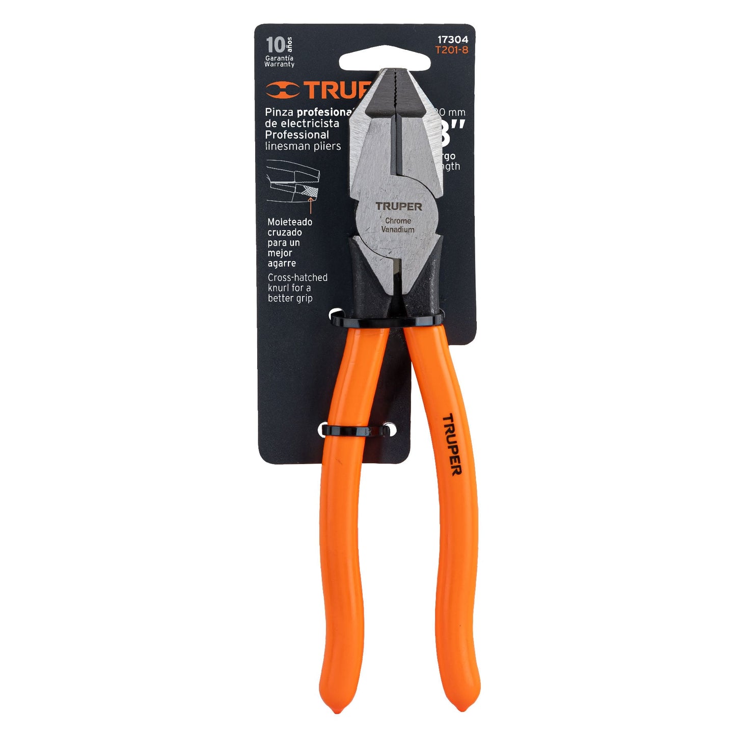 Pinza profesional para electricista 8", mango de vinil