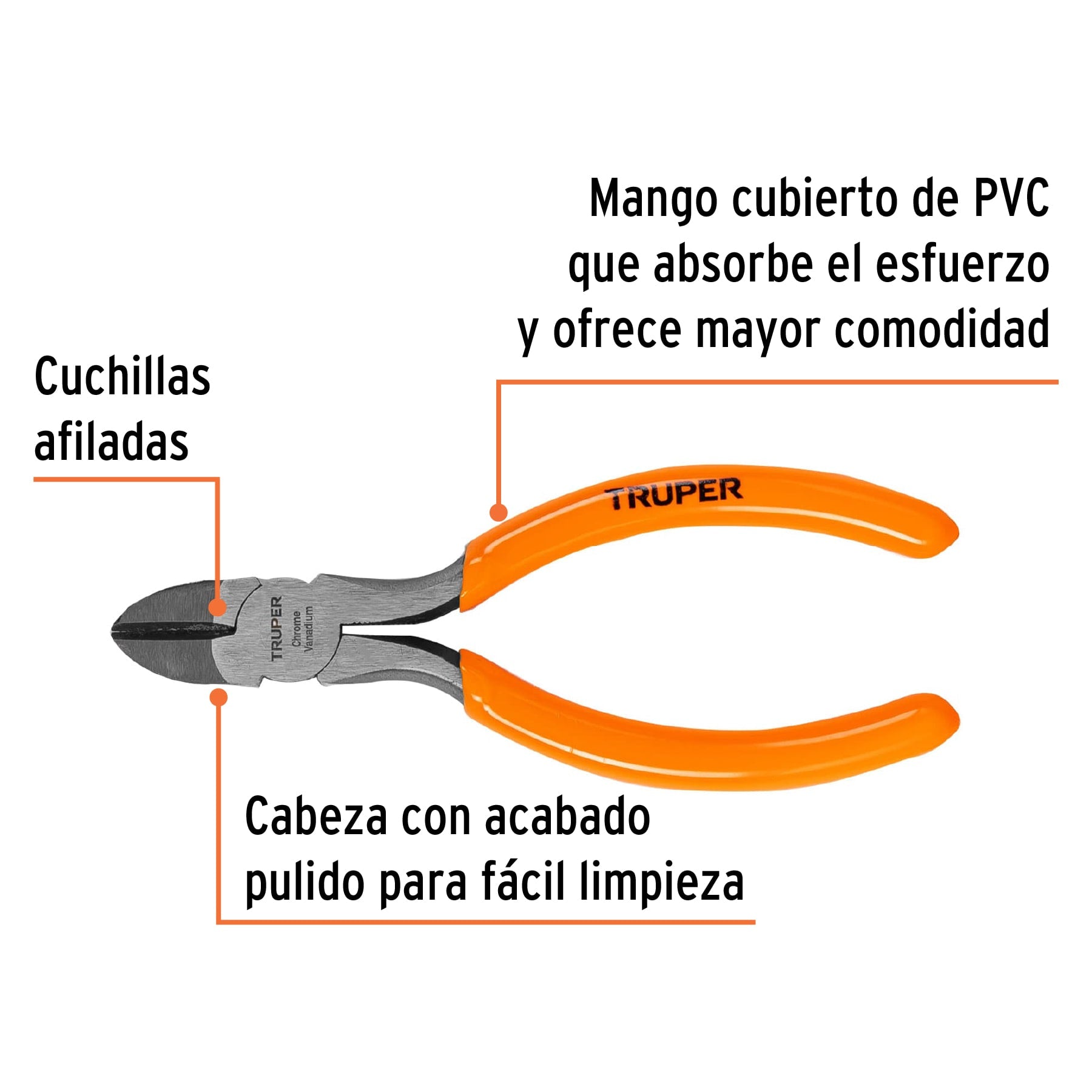 Pinza corte diagonal 5", mango de vinil