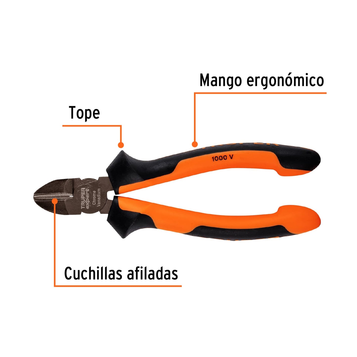 Pinza corte diagonal 6", mango comfort grip
