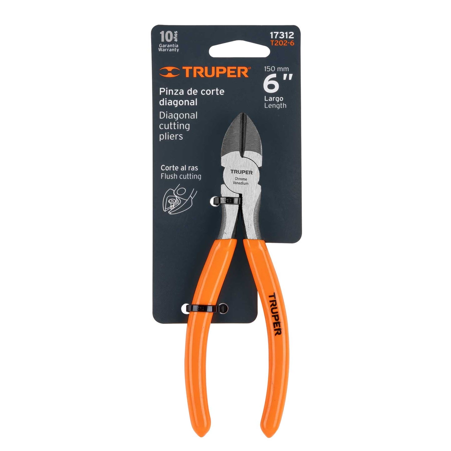 Pinza corte diagonal 6", mango de vinil