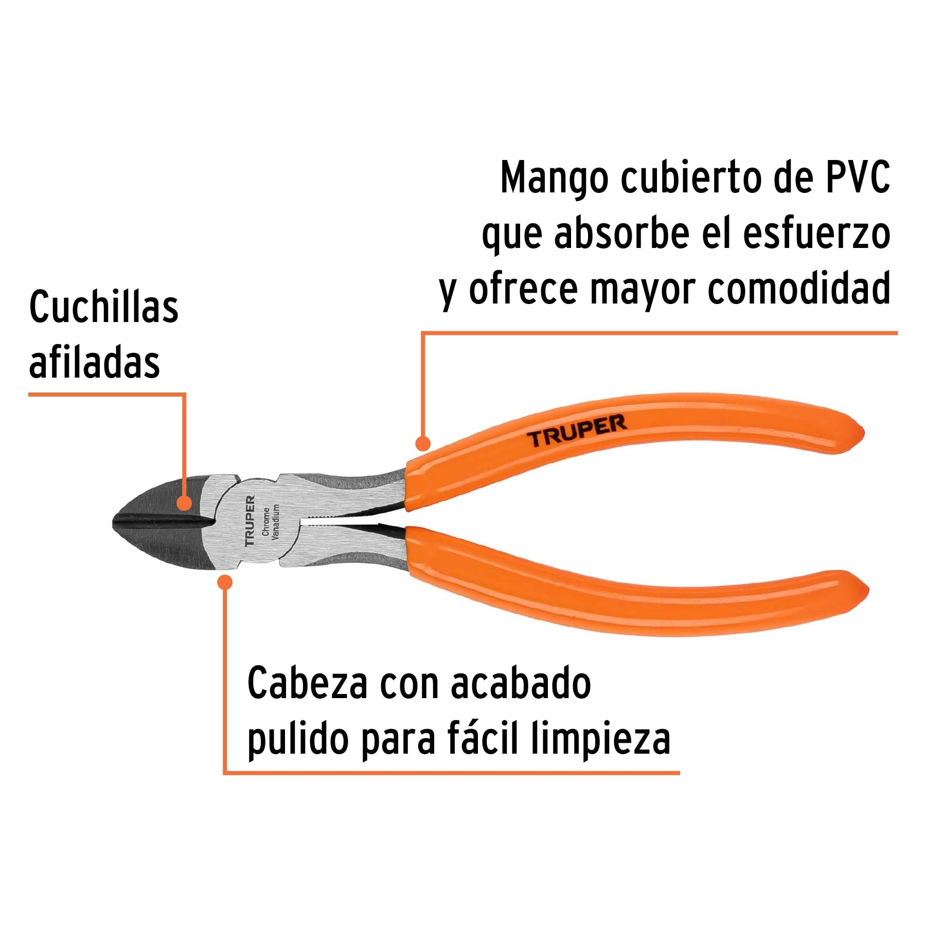 Pinza corte diagonal 6", mango de vinil