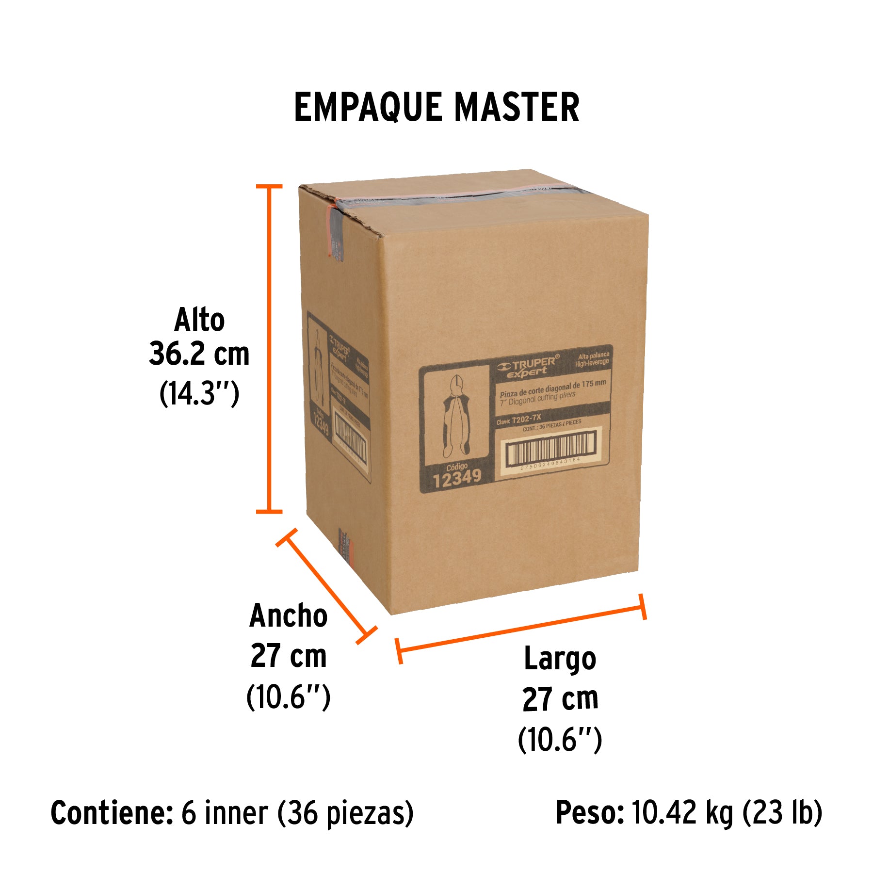 Pinza corte diagonal 7", mango comfort grip