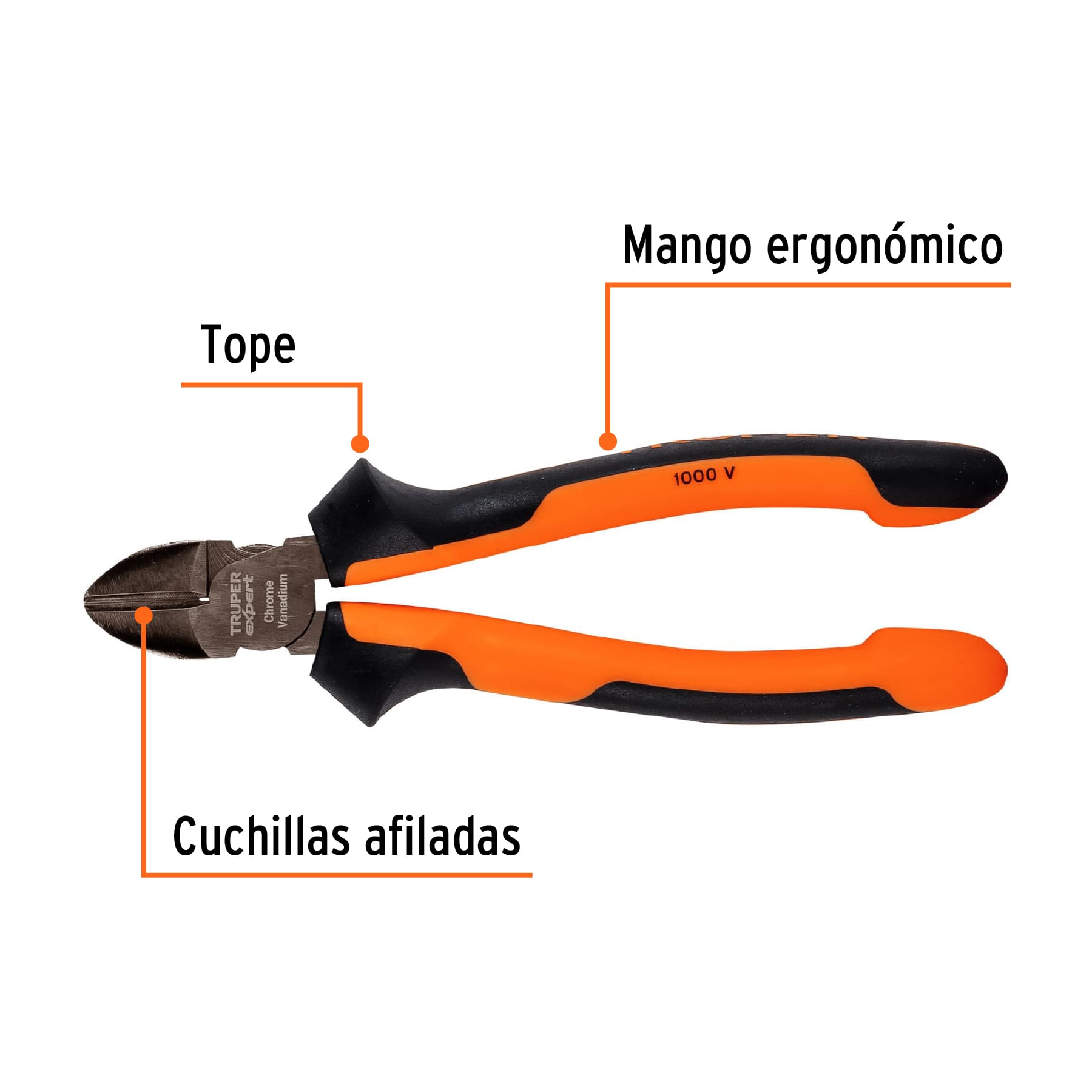 Pinza corte diagonal 7", mango comfort grip