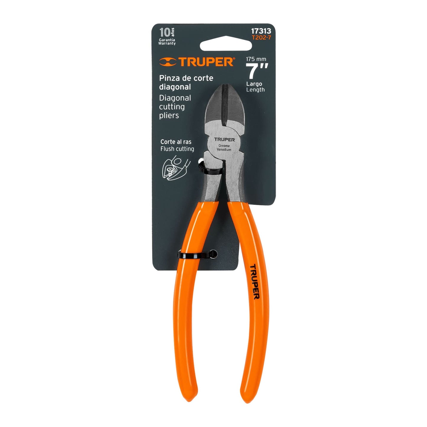 Pinza corte diagonal 7", mango de vinil