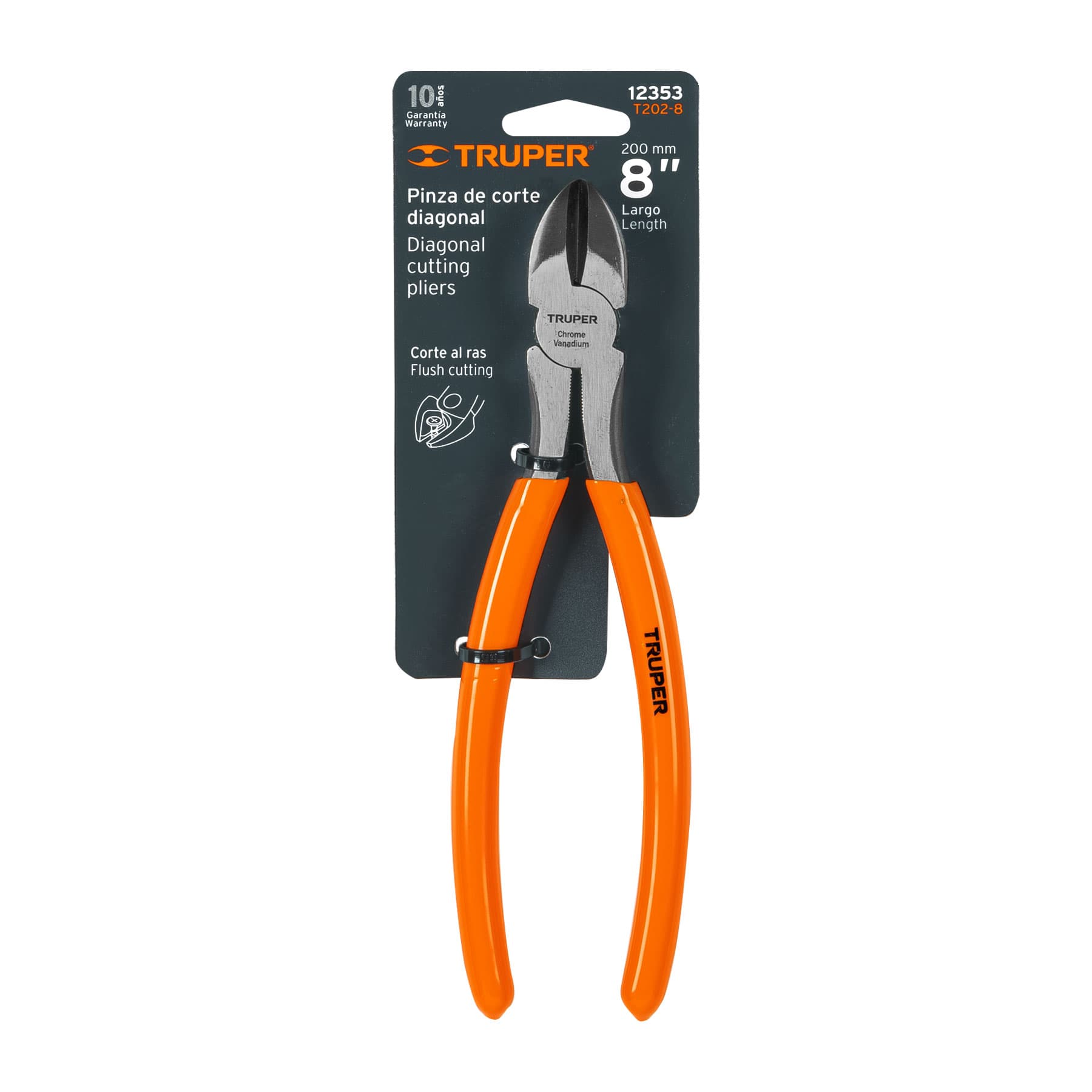 Pinza corte diagonal 8", mango de vinil