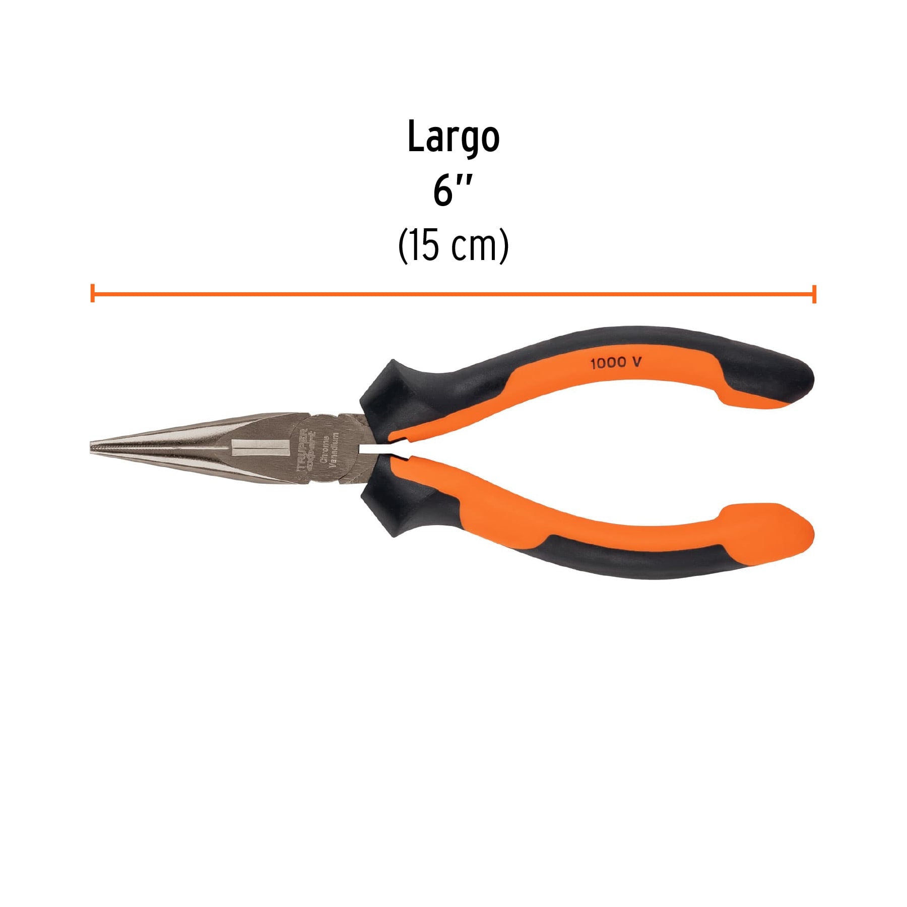 Pinza punta y corte 6", mango comfort grip
