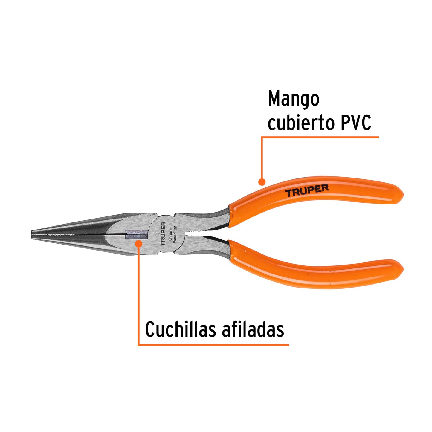 Pinza punta y corte 7", mango de vinil