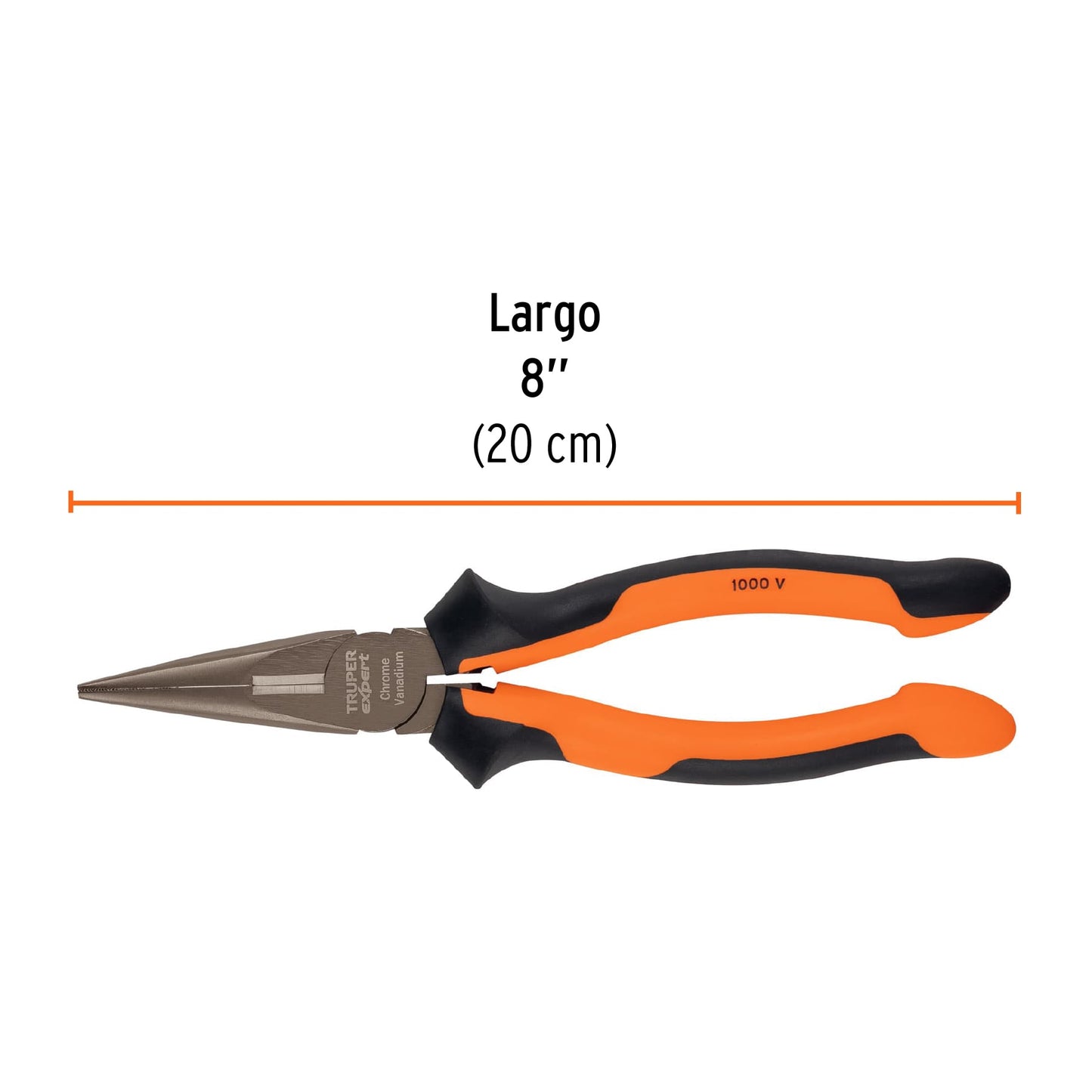 Pinza punta y corte 8", mango comfort grip