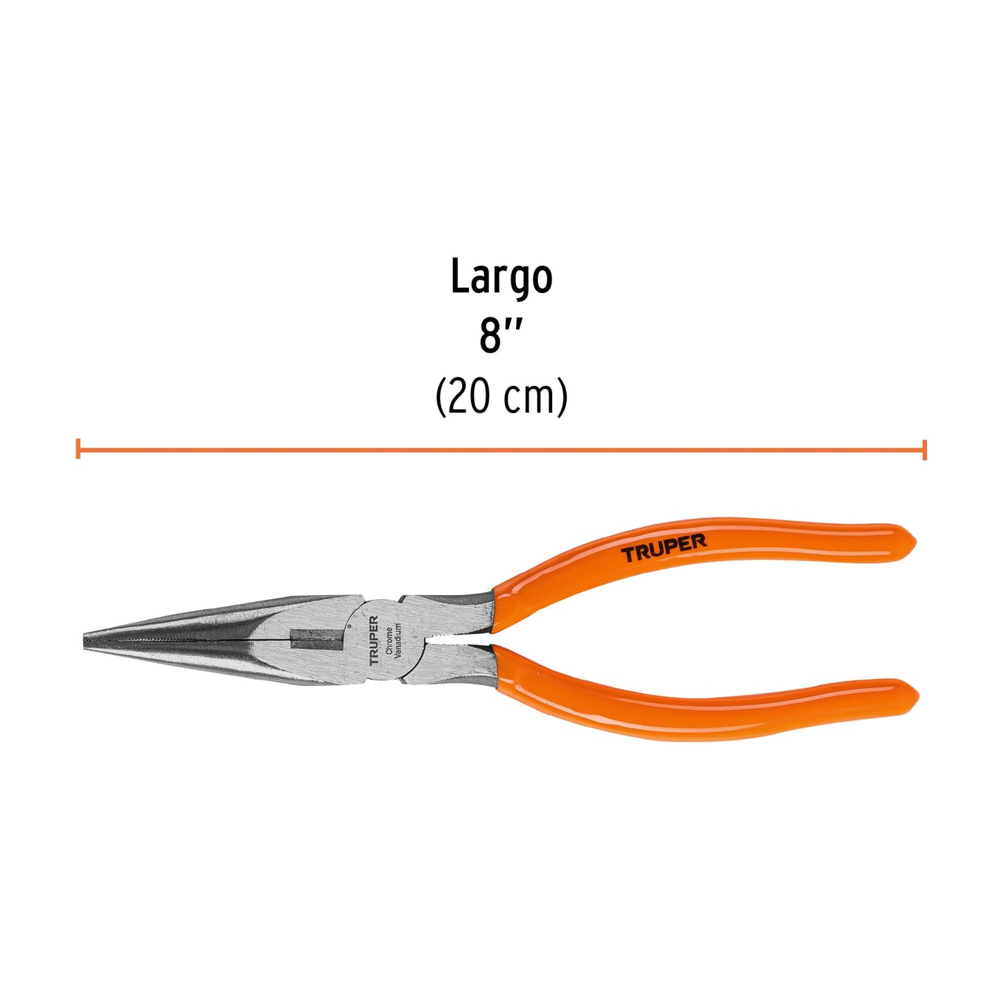 Pinza punta y corte 8", mango de vinil