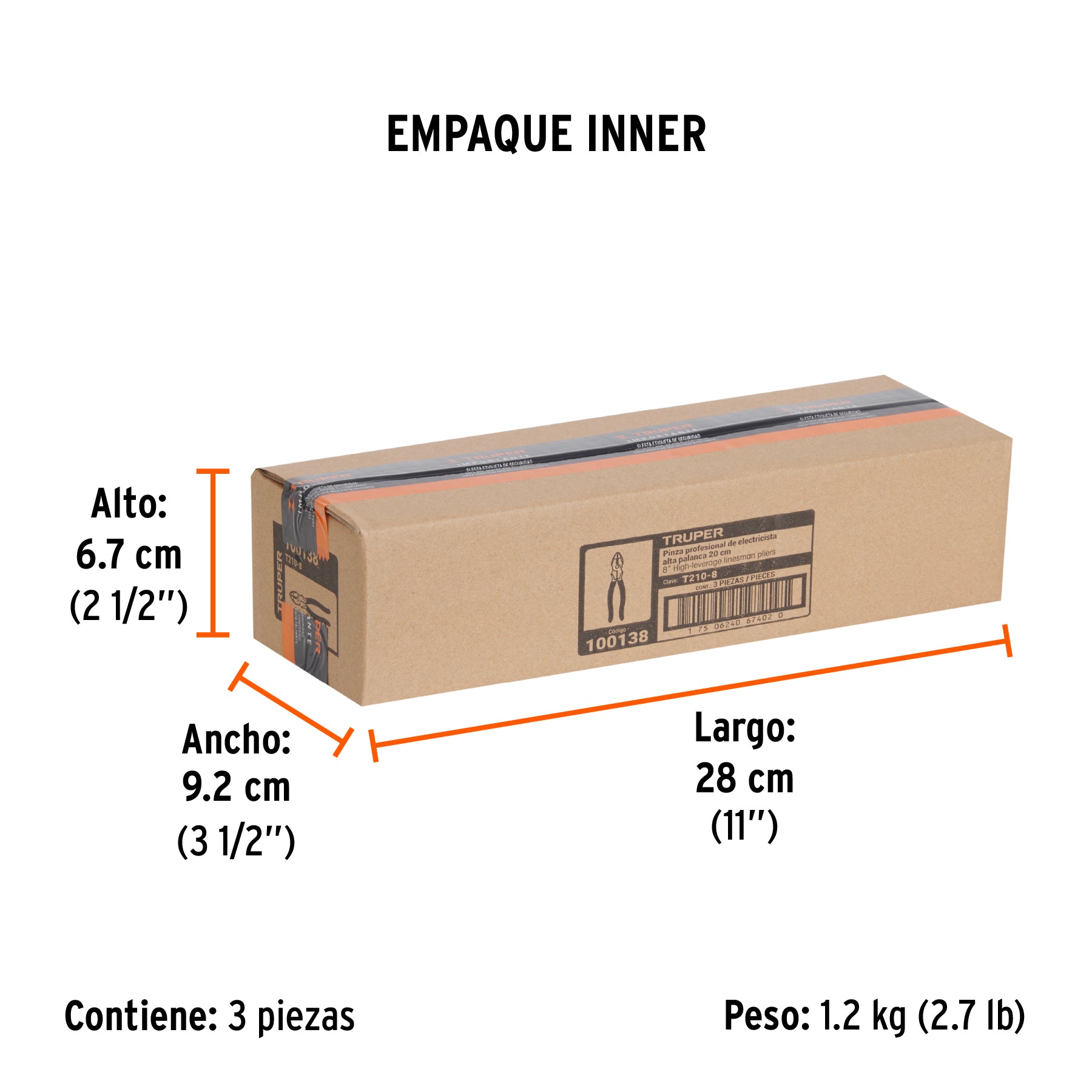 Pinza profesional p/electricista 8", alta palanca,mgo vinil