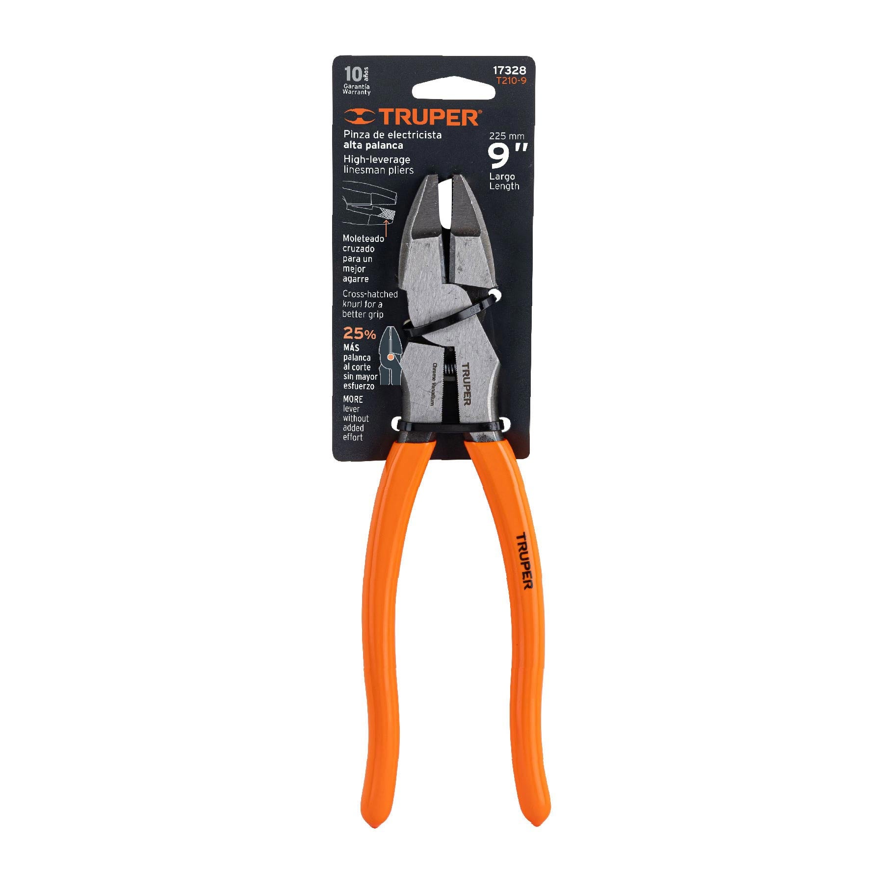 Pinza profesional p/electricista 9",c/resorte,mango de vinil