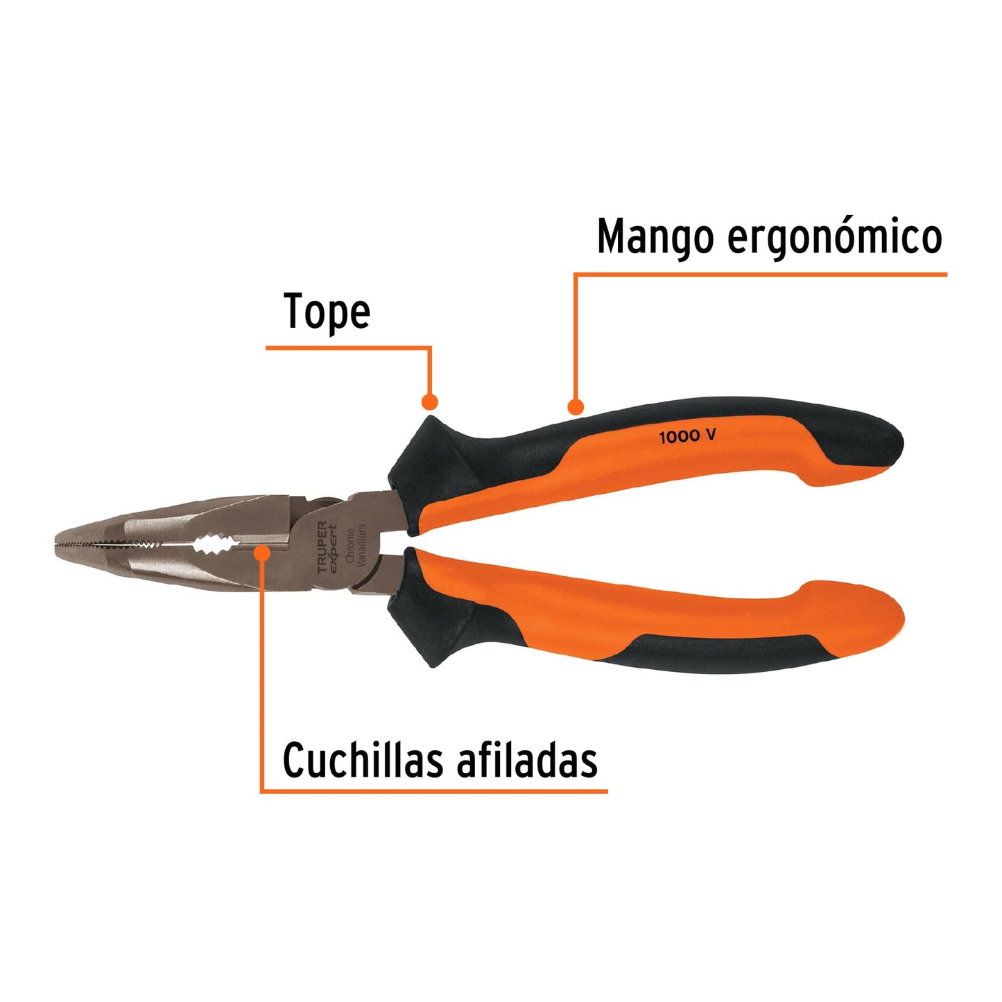 Pinza punta curva 6", mango comfort grip