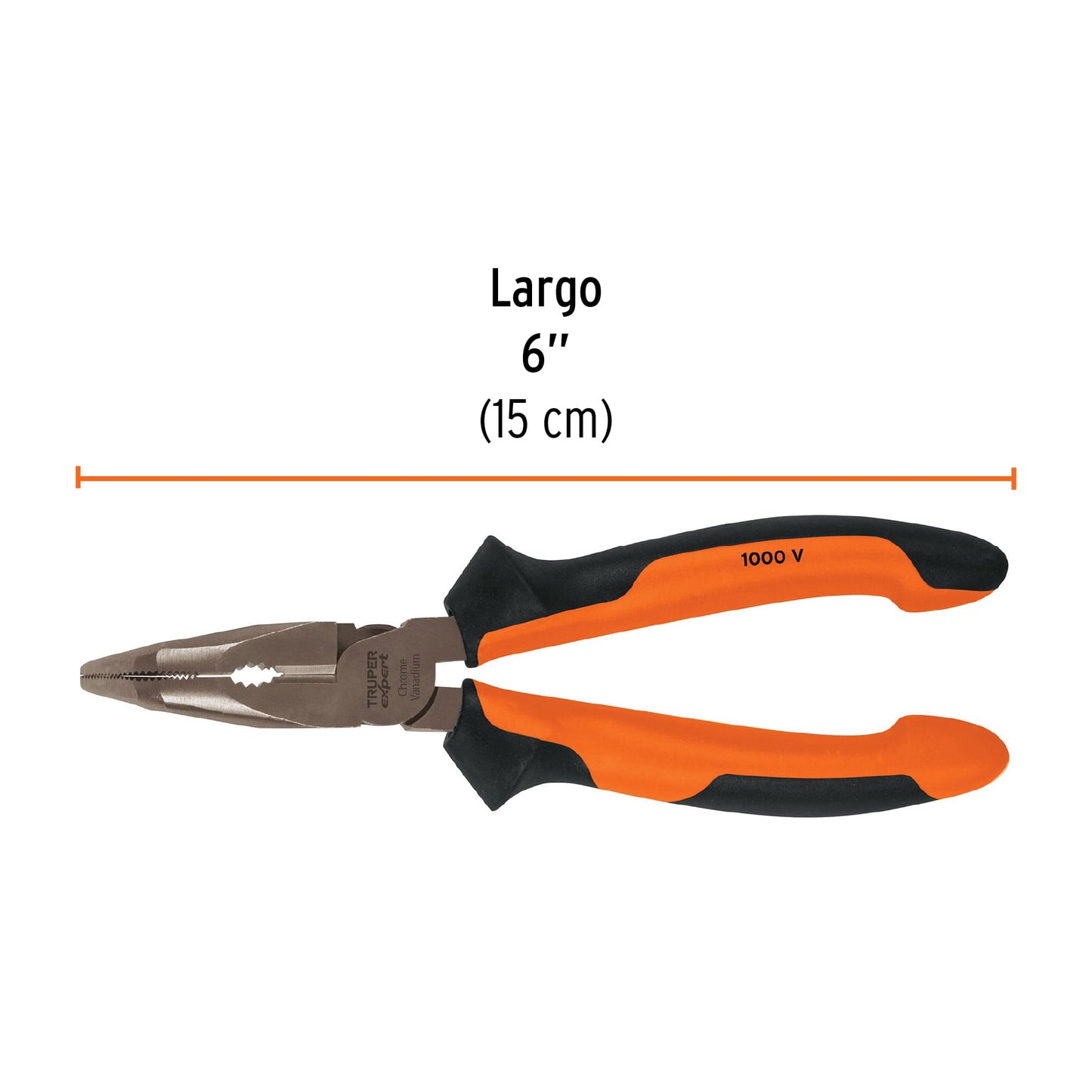 Pinza punta curva 6", mango comfort grip